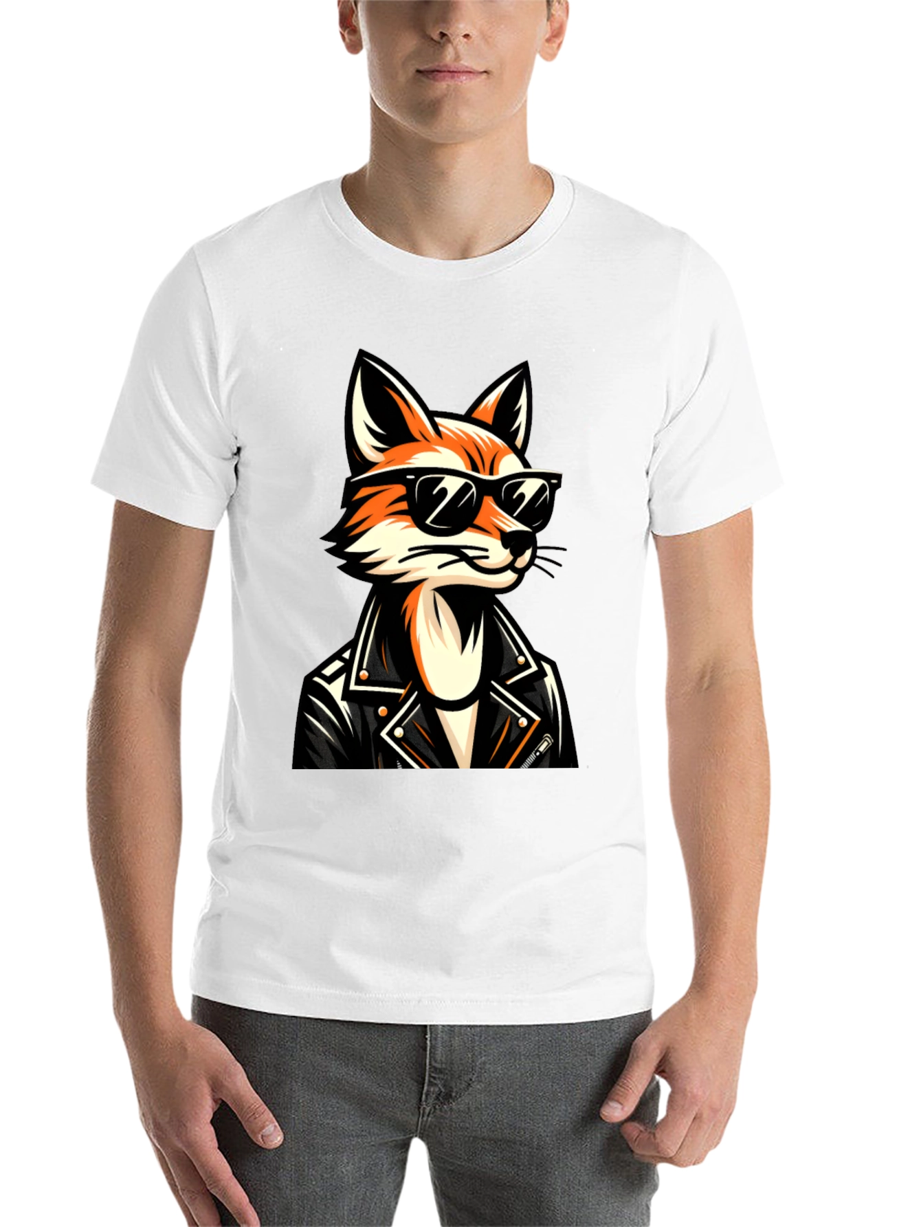 Black Cool Fox Graphic Tee - Black Cotton T-Shirt view 14