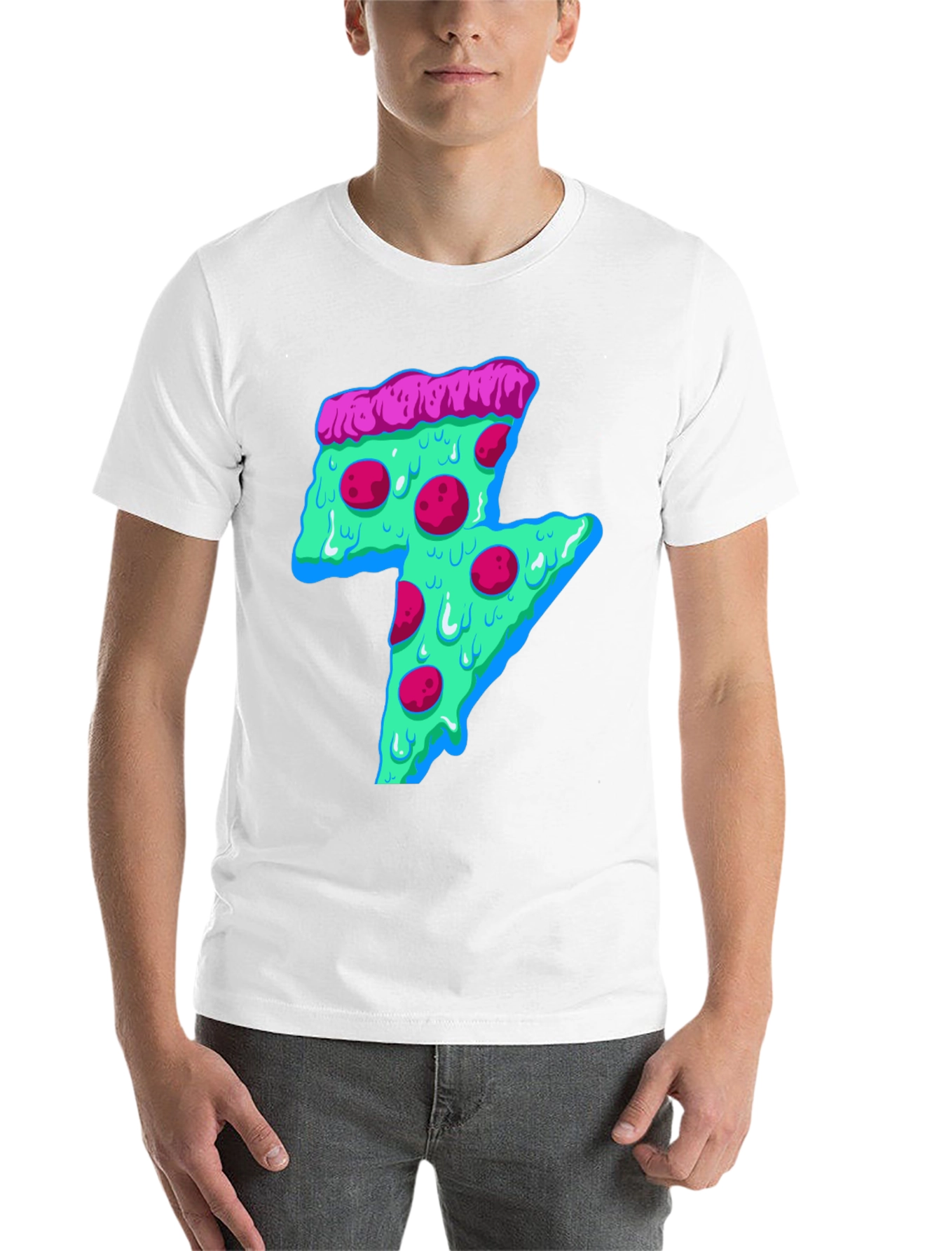 Black Neon Pizza Lightning Bolt Graphic Tee view 14