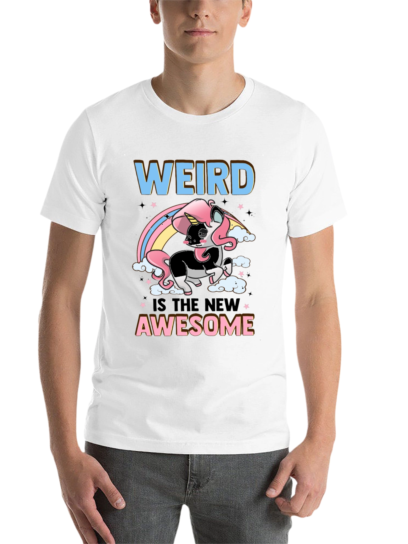Black Weird is the New Awesome Unicorn Graphic Tee view 14
