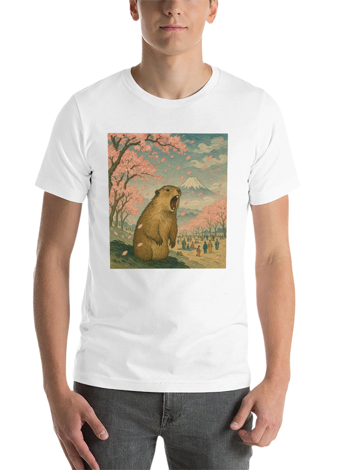 Black Beaver in Blossom T-Shirt view 14