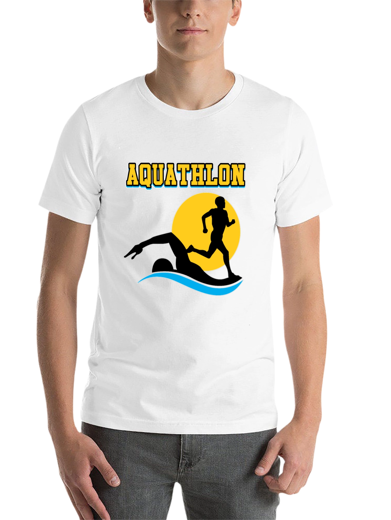 Black Aquathlon T-Shirt: Swim & Run Design view 14