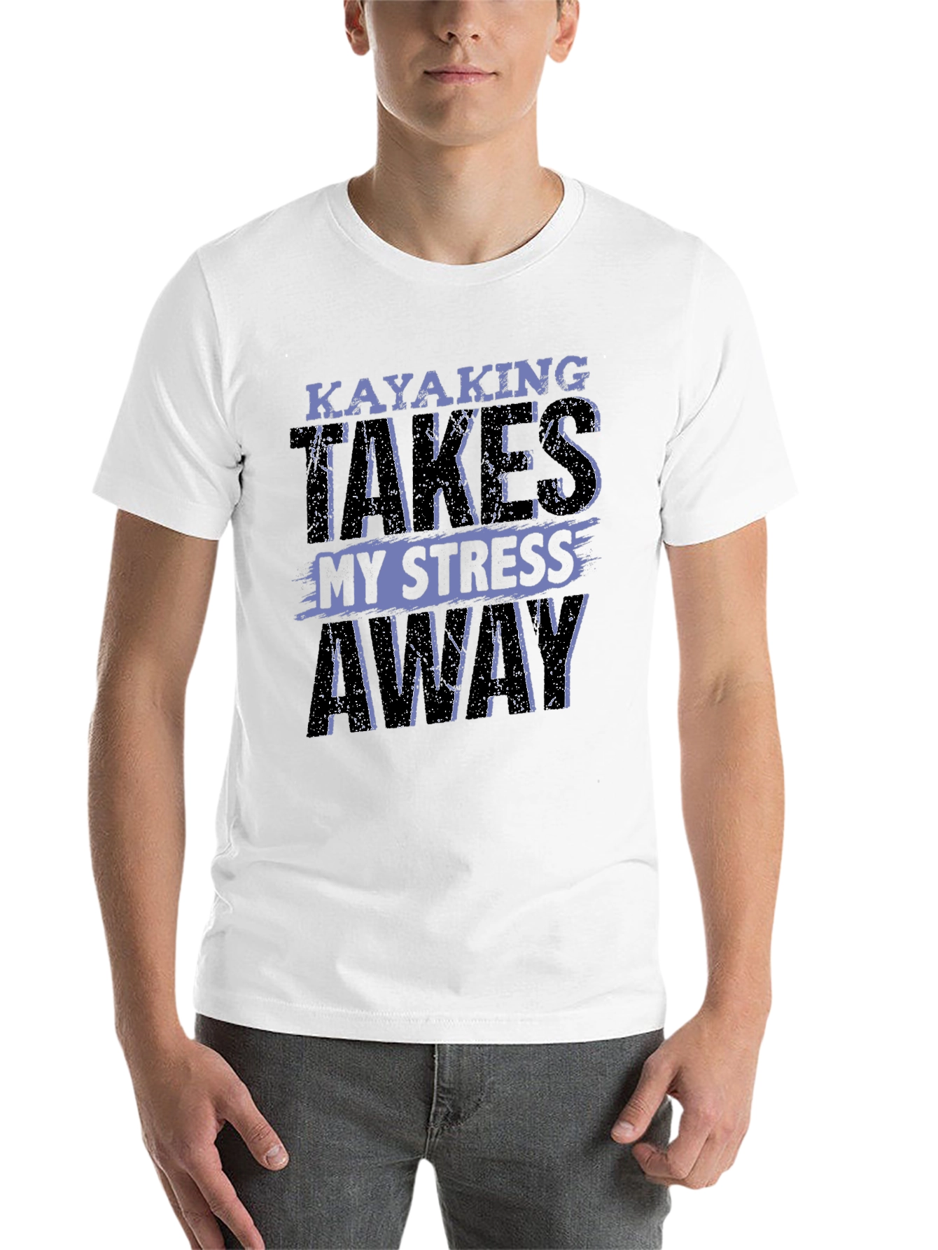 Black Kayaking Takes My Stress Away Graphic T-Shirt view 14