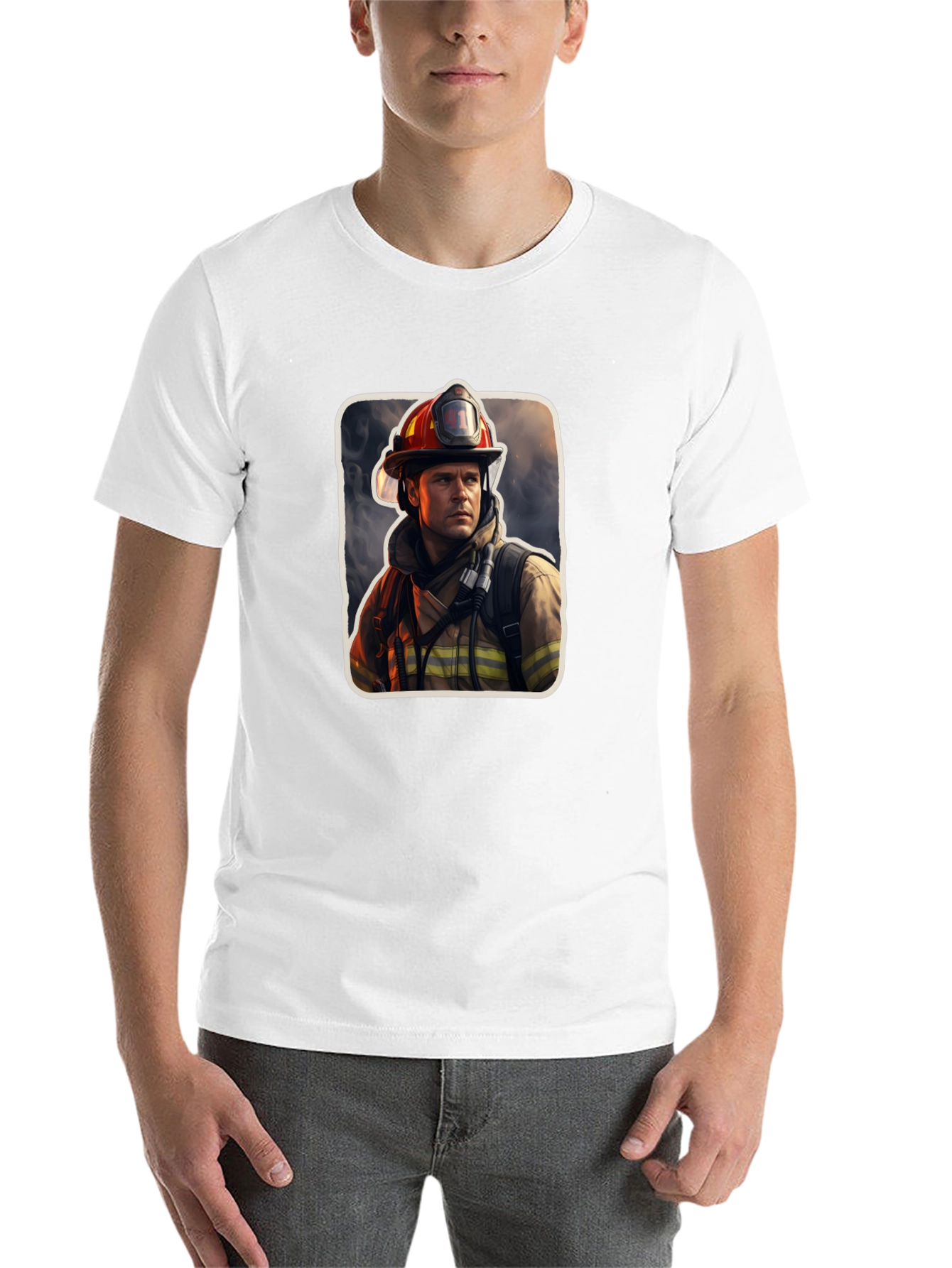 Black Firefighter Graphic Tee - Premium Black Cotton T-Shirt view 14