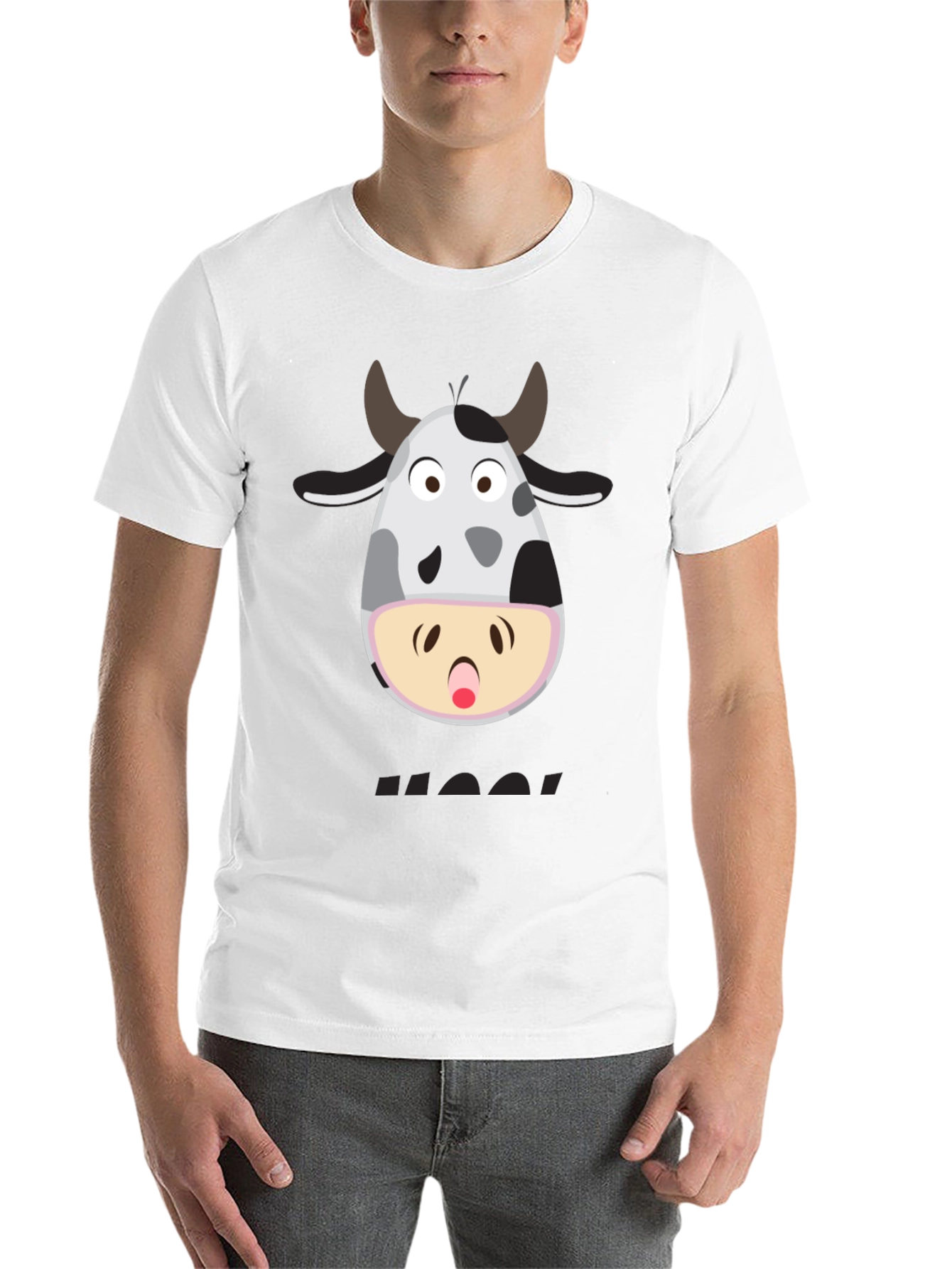 Black Funny Cow Moo! T-Shirt - Black Graphic Tee view 14
