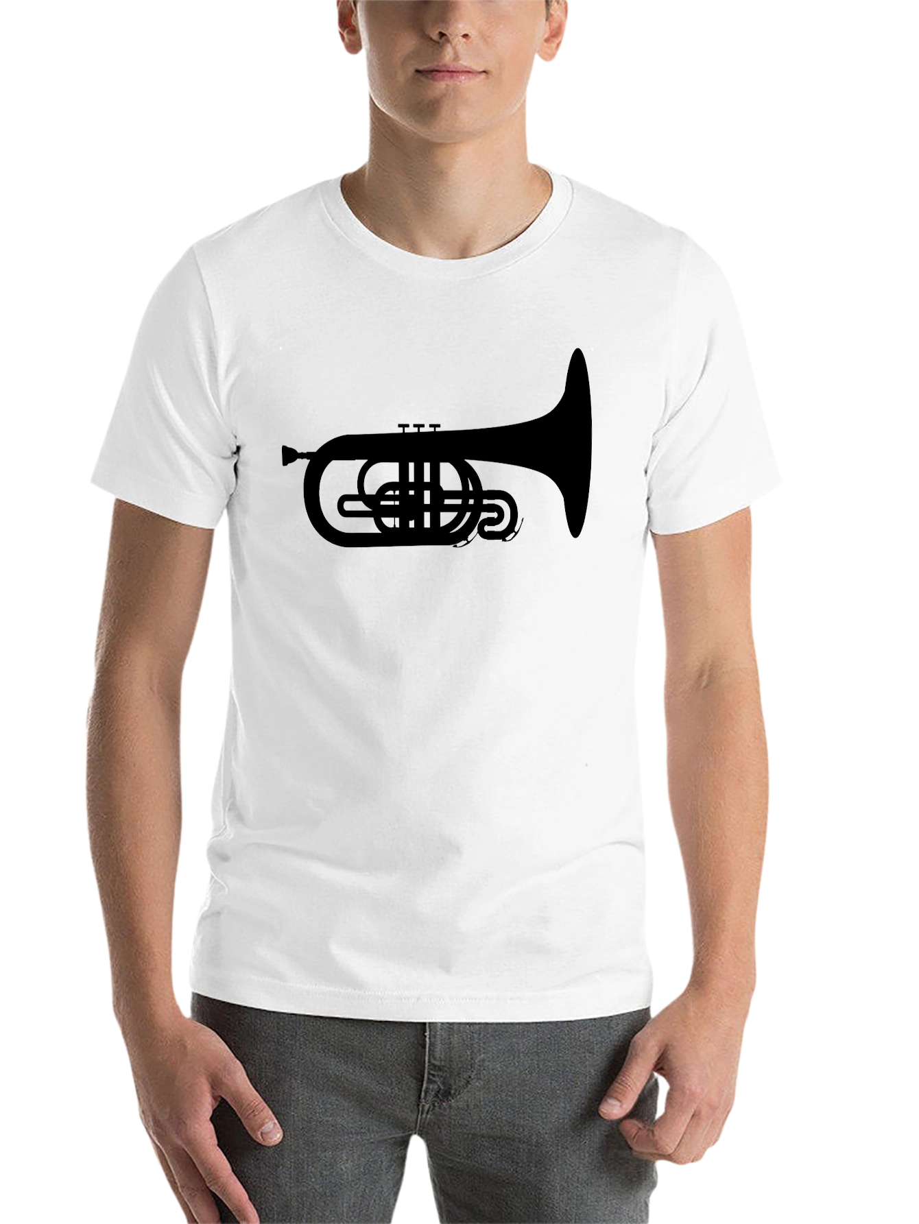Black Black Trumpet Graphic Tee - Musical Instrument T-Shirt view 14