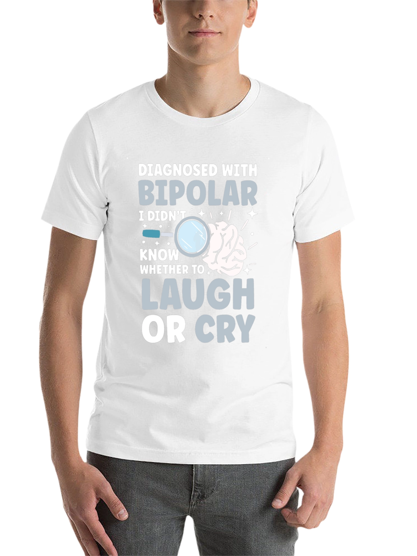 Black Bipolar Humor T-Shirt - Laugh or Cry Tee view 14