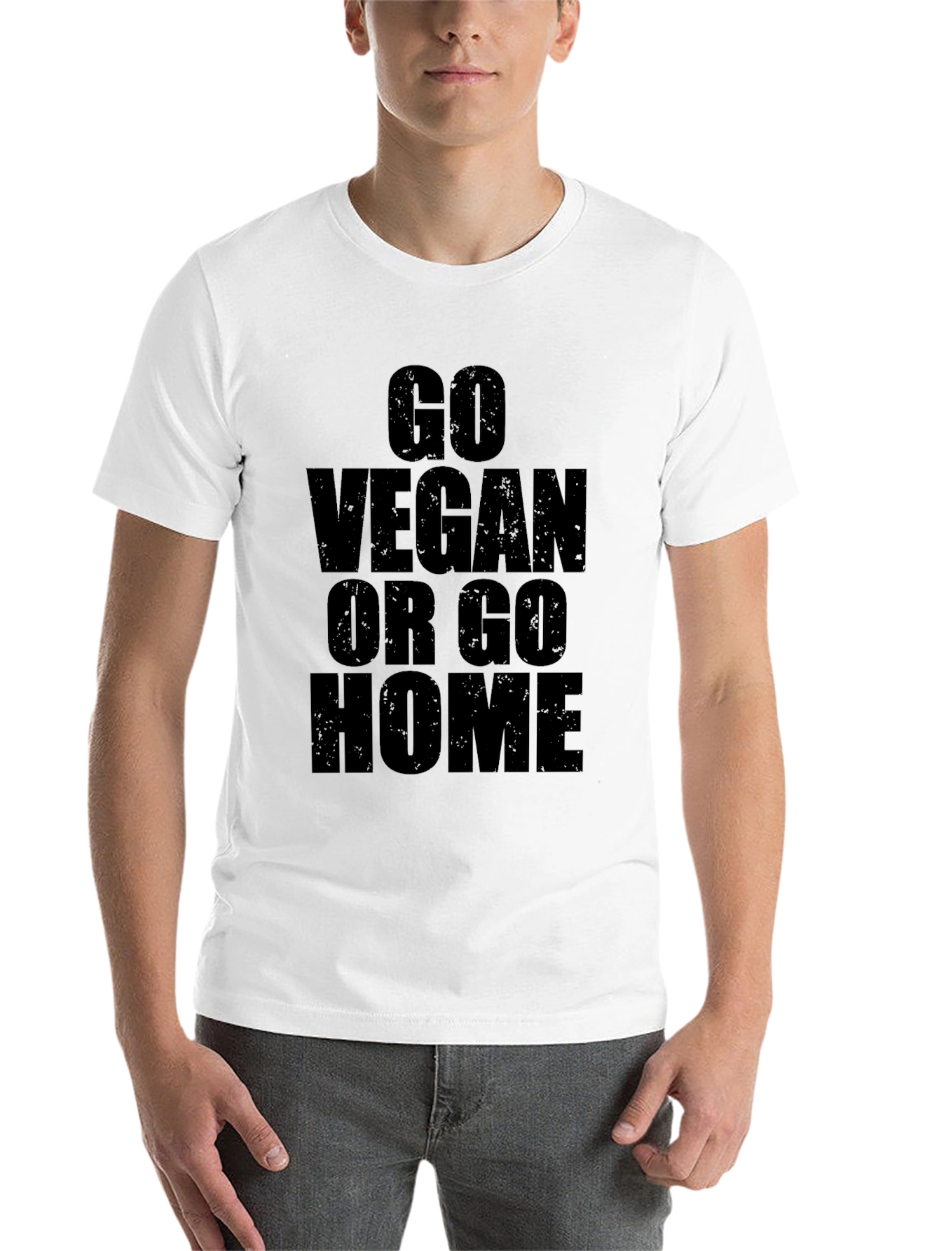 Black Go Vegan Or Go Home Graphic T-Shirt view 14