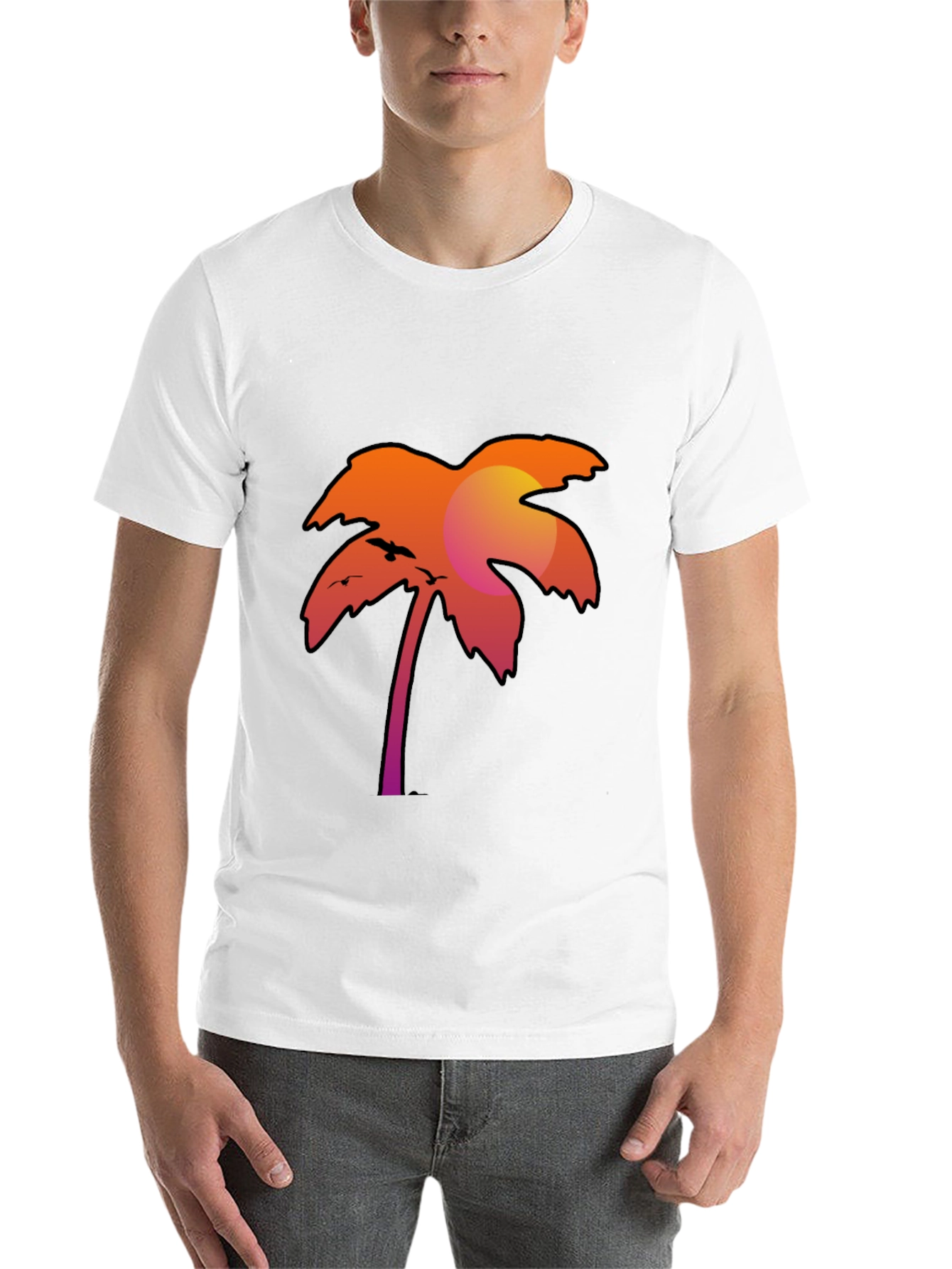 Black Sunset Palm Tree Graphic Tee - Stylish Black T-Shirt view 14