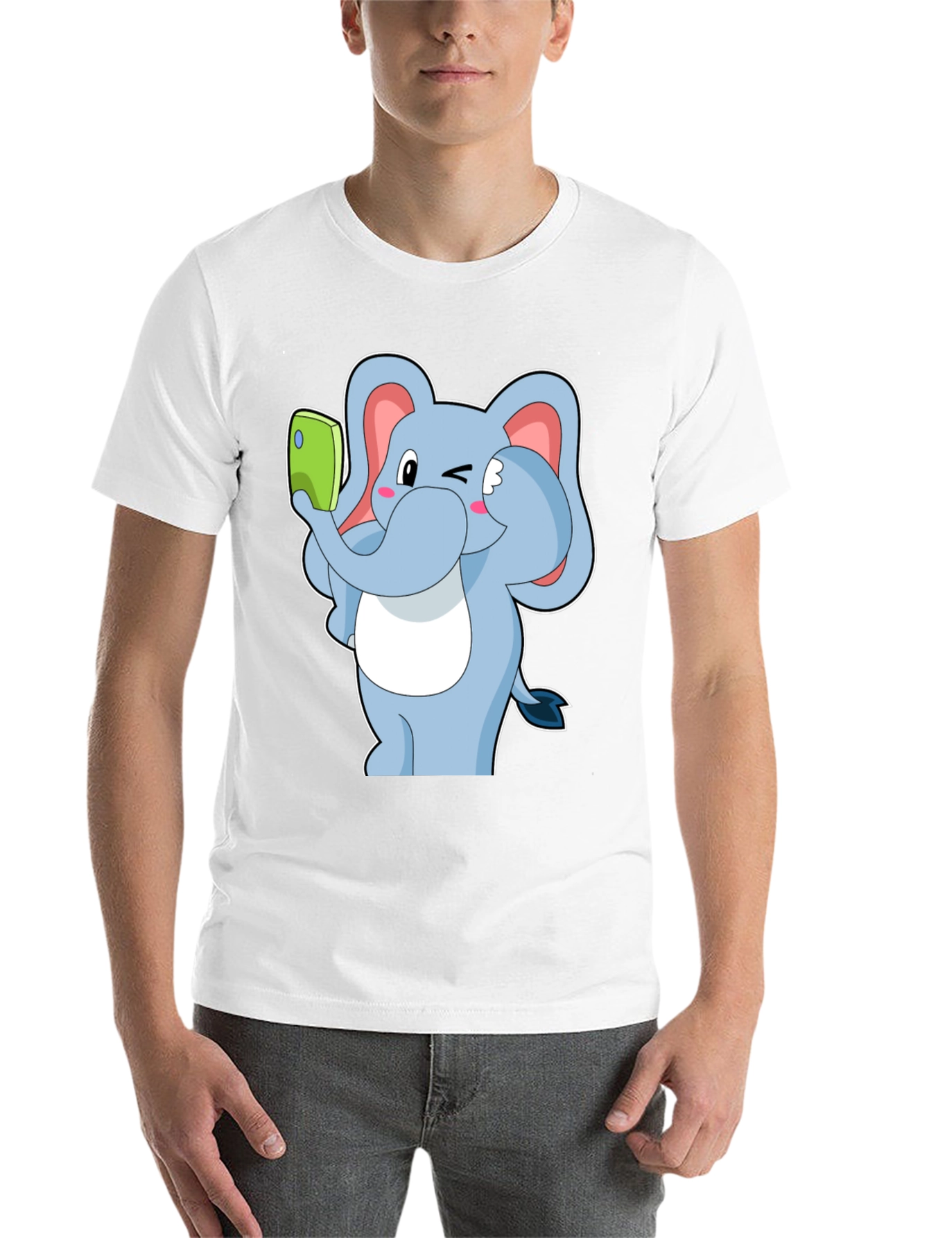 Black Elephant Selfie T-Shirt - Fun Cartoon Tee view 14