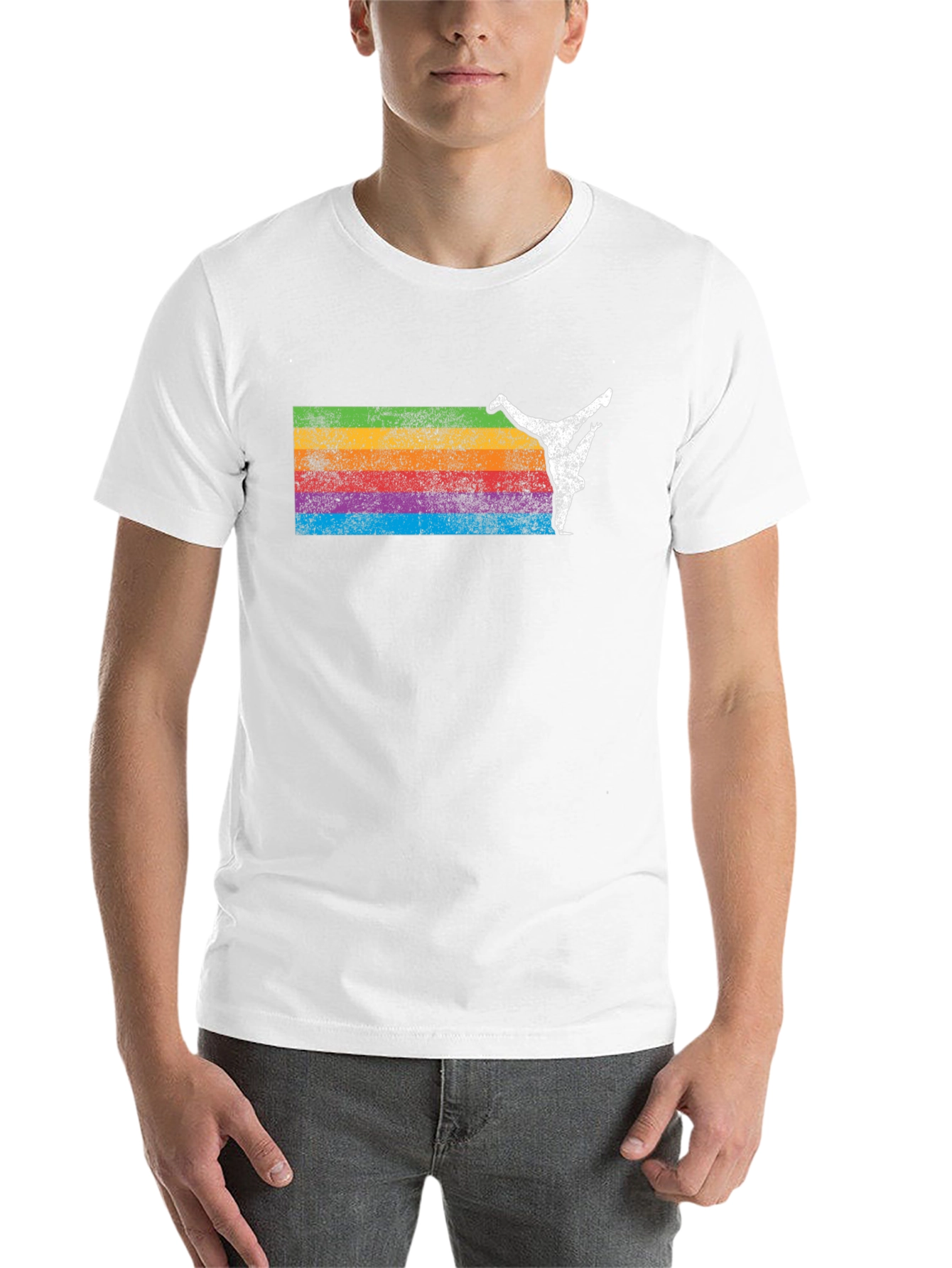 Black Retro Rainbow Breakdancer Graphic Tee view 14