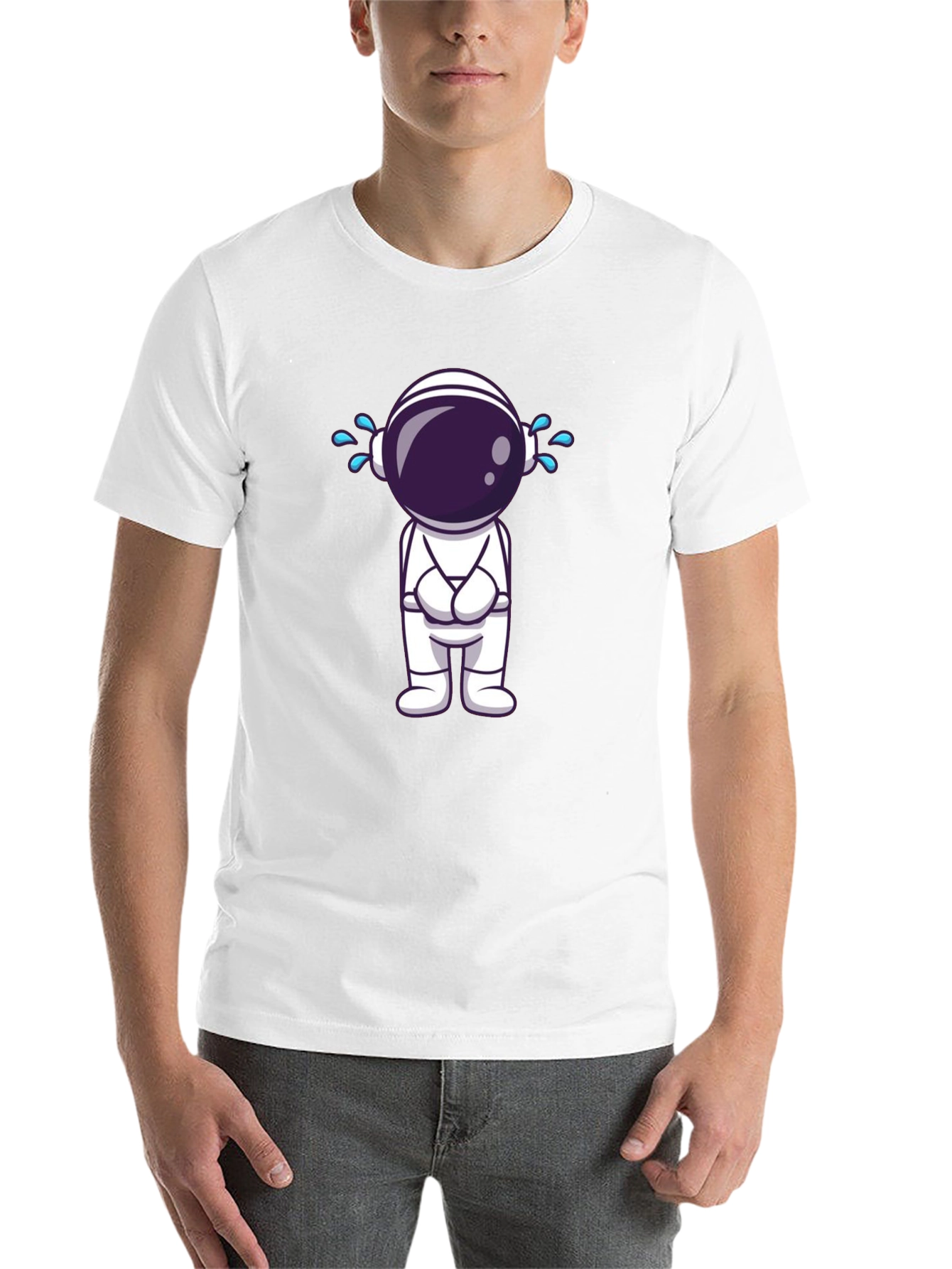 Black Sad Astronaut Graphic T-Shirt view 14