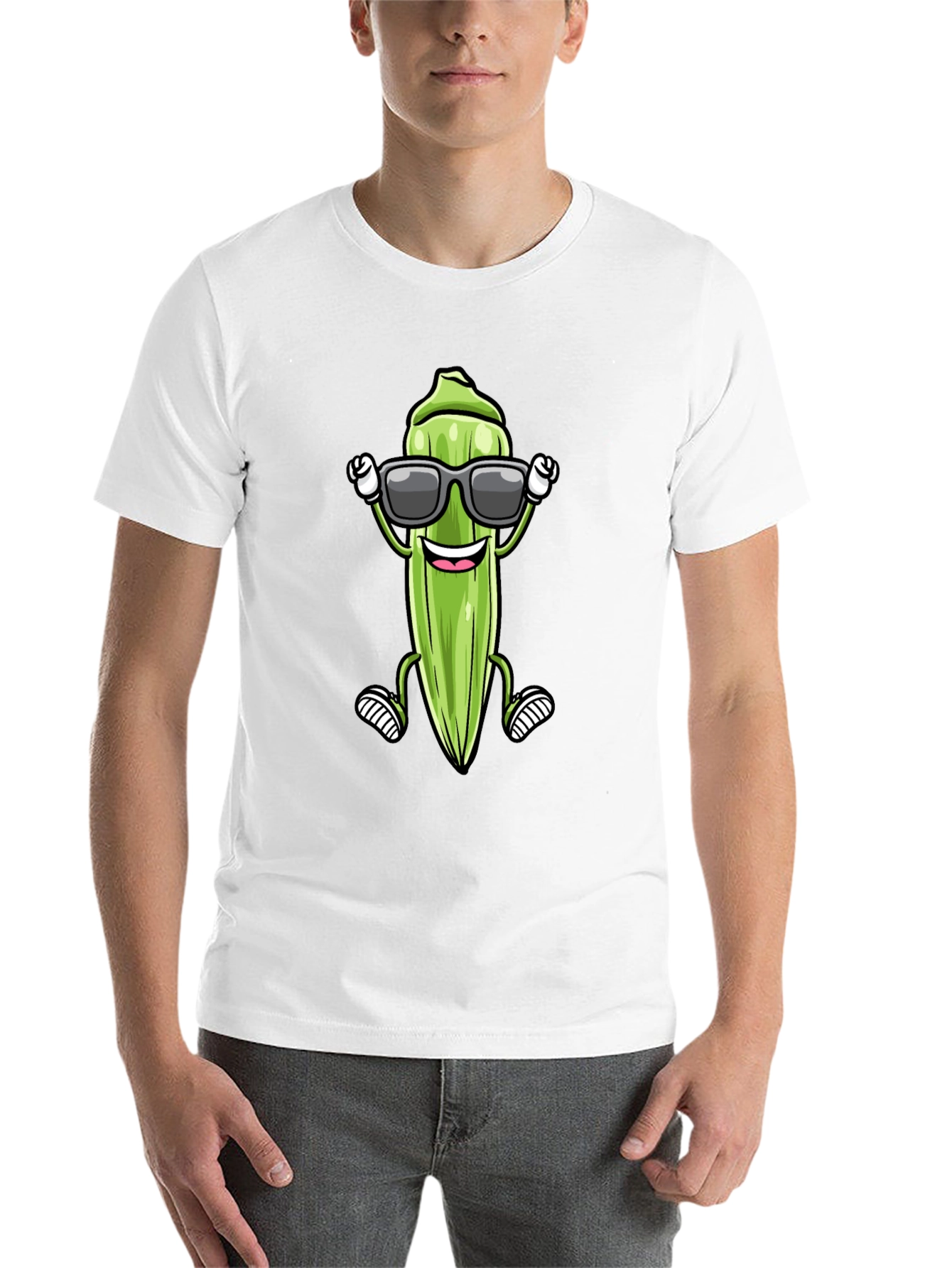 Black Cool Okra Cartoon T-Shirt view 14
