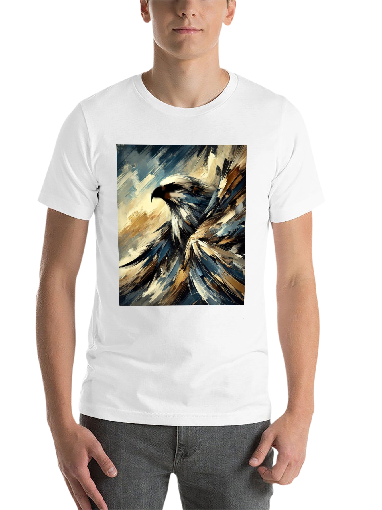 Black Abstract Eagle Graphic Black T-Shirt view 14