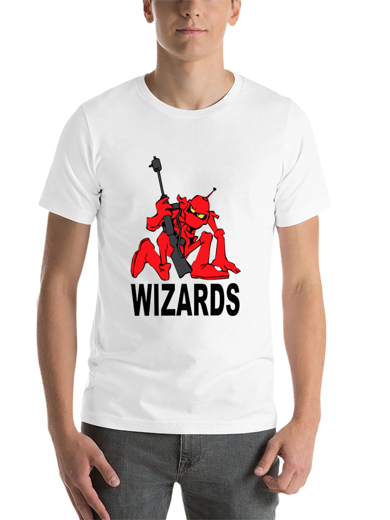 Black Wizards Cartoon T-Shirt - Red Alien Design view 14
