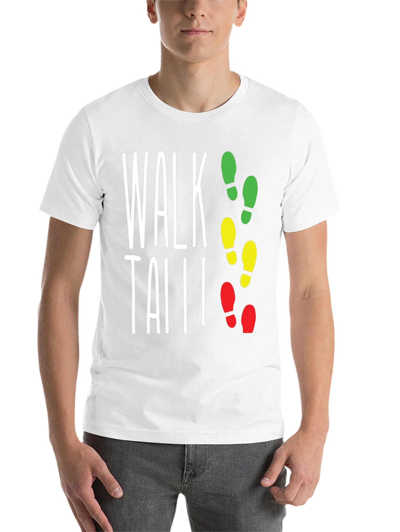Black Walk Tall Traffic Light Footprint T-Shirt view 14