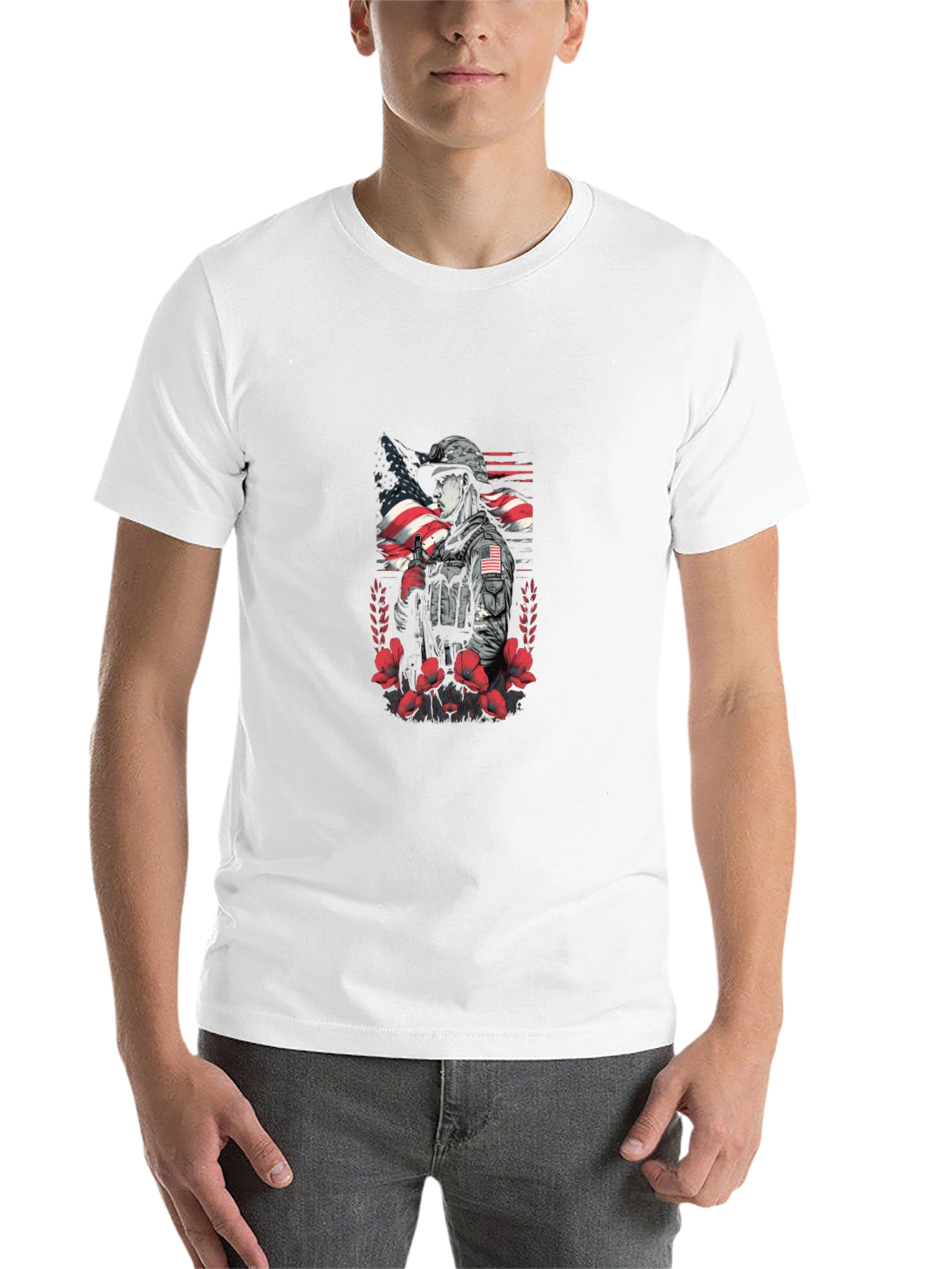 Patriotic Soldier Graphic T-Shirt - 14