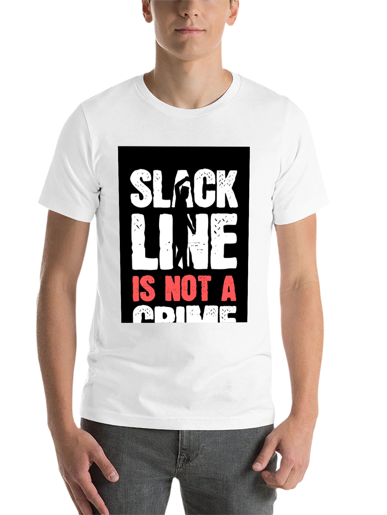 Black Slackline Is Not A Crime T-Shirt view 14