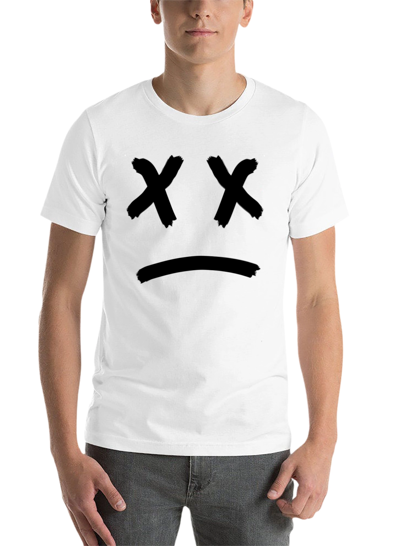 Black Sad Face Graphic Black T-Shirt view 14
