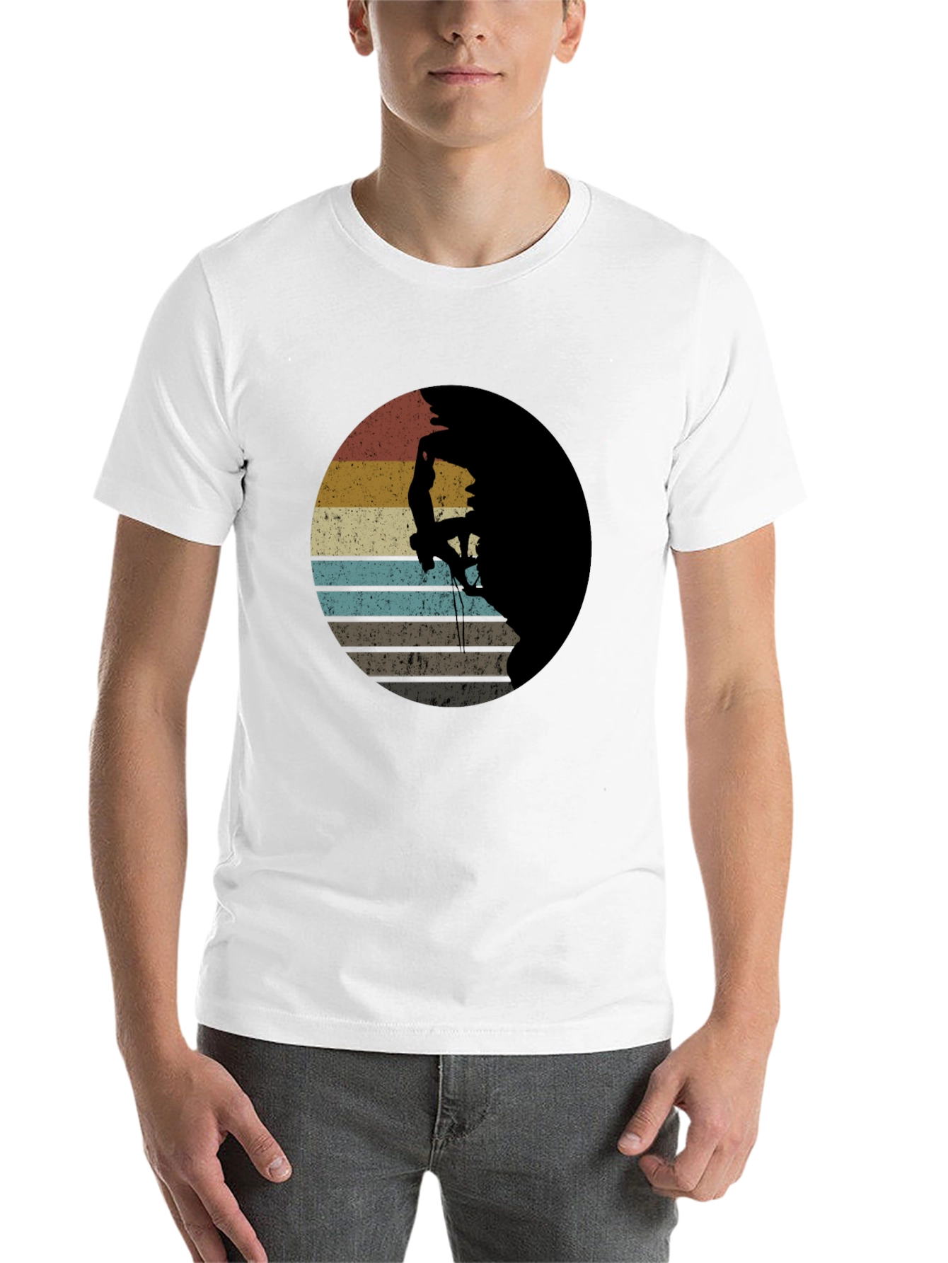 Black Retro Rock Climbing T-Shirt - Vintage Style Tee view 14