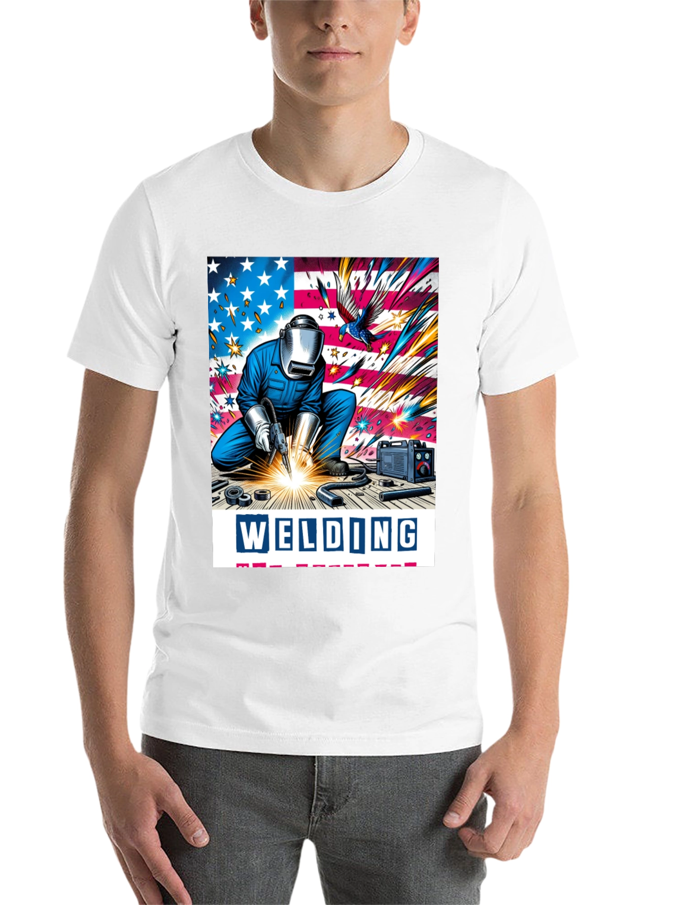 Black Welding American Flag Graphic Tee view 14
