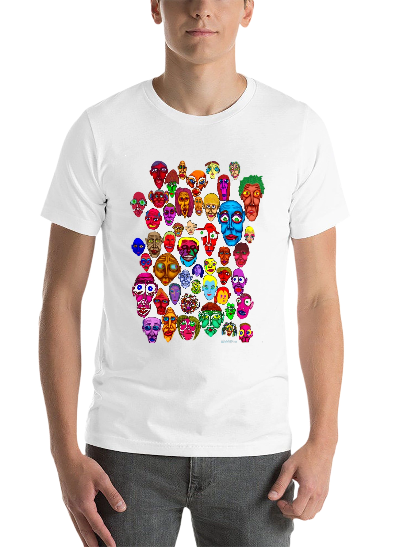 Black Unique Colorful Faces Graphic Tee view 14