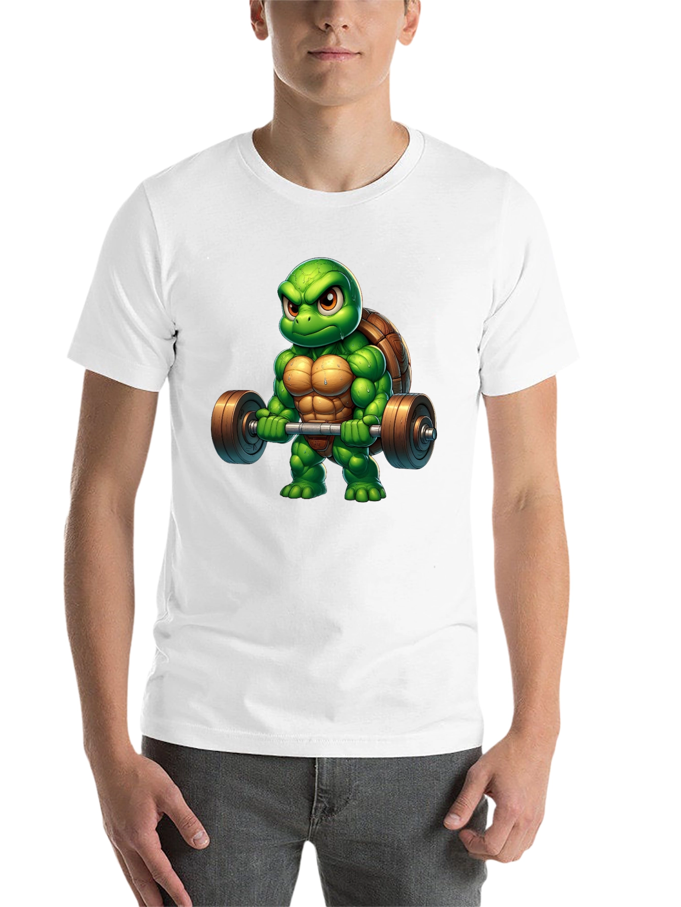 Black Turtle Powerlifter Black T-Shirt view 14