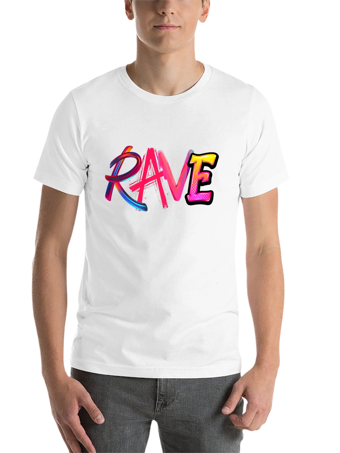 Black Rave Graphic Black T-Shirt Funky Party Tee view 14