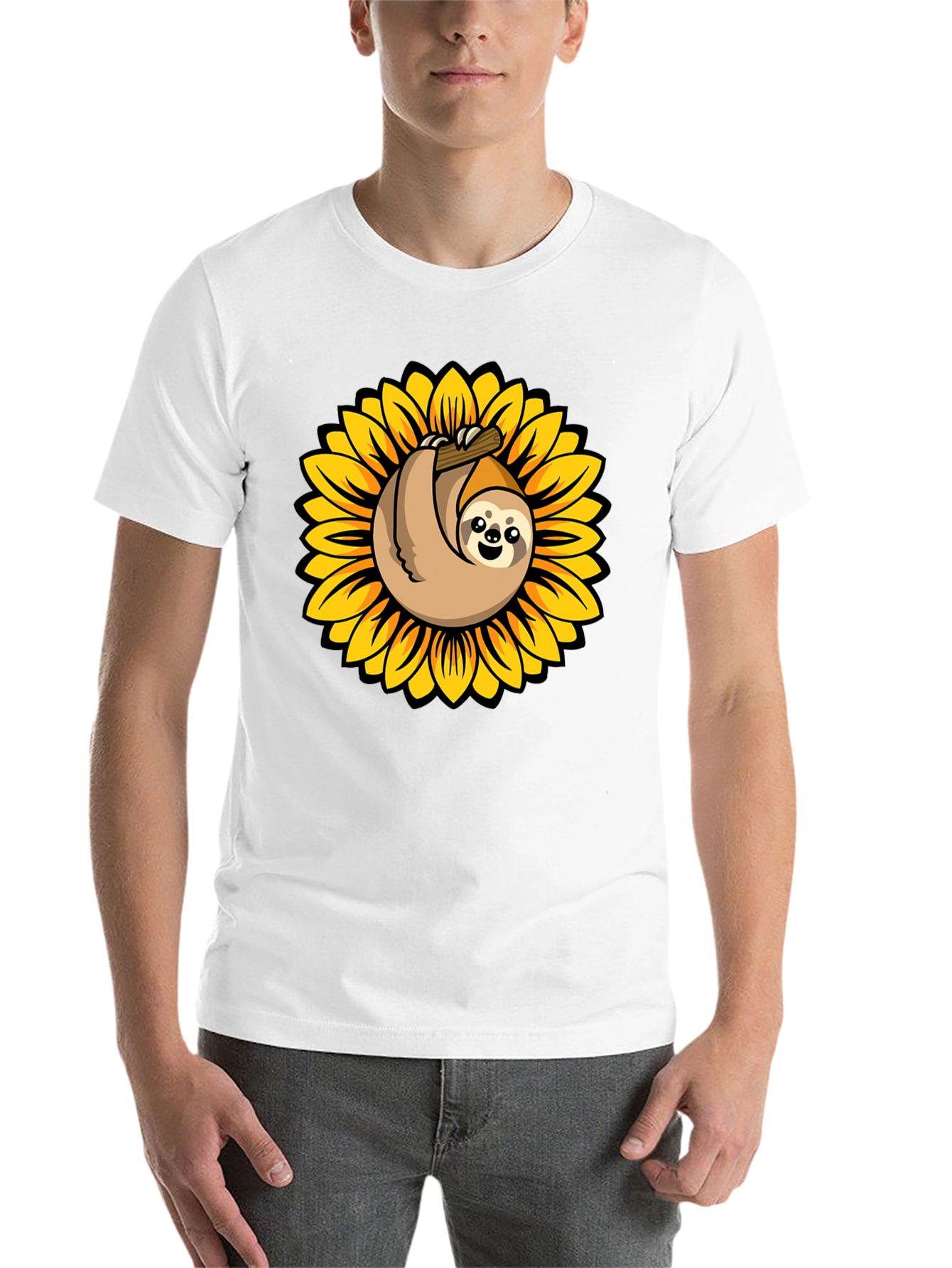 Black Sloth in Sunflower Graphic Tee - Relaxed Fit view 14