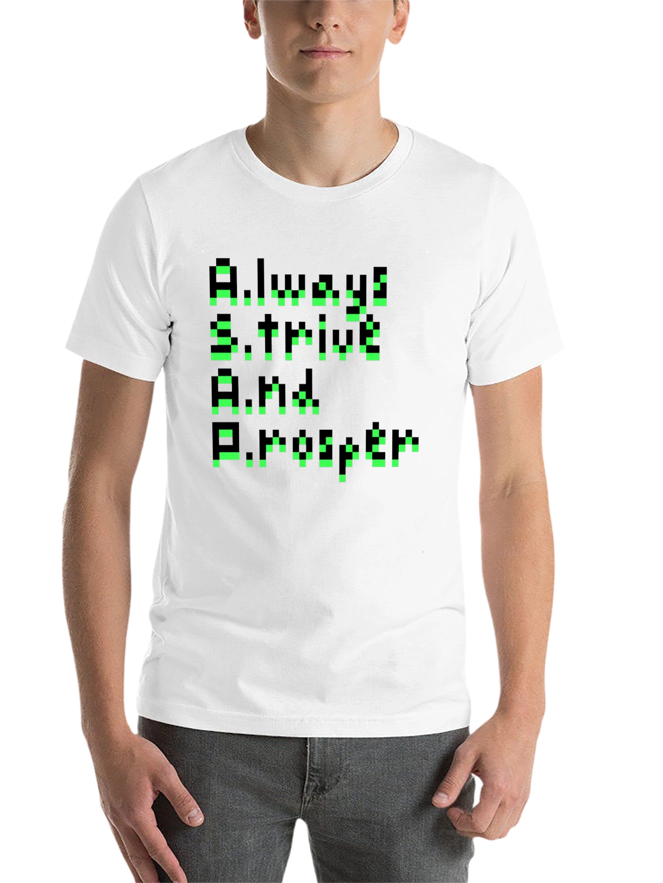 Black Pixelated Motivational Tee - Always Strive & Prosper! view 14