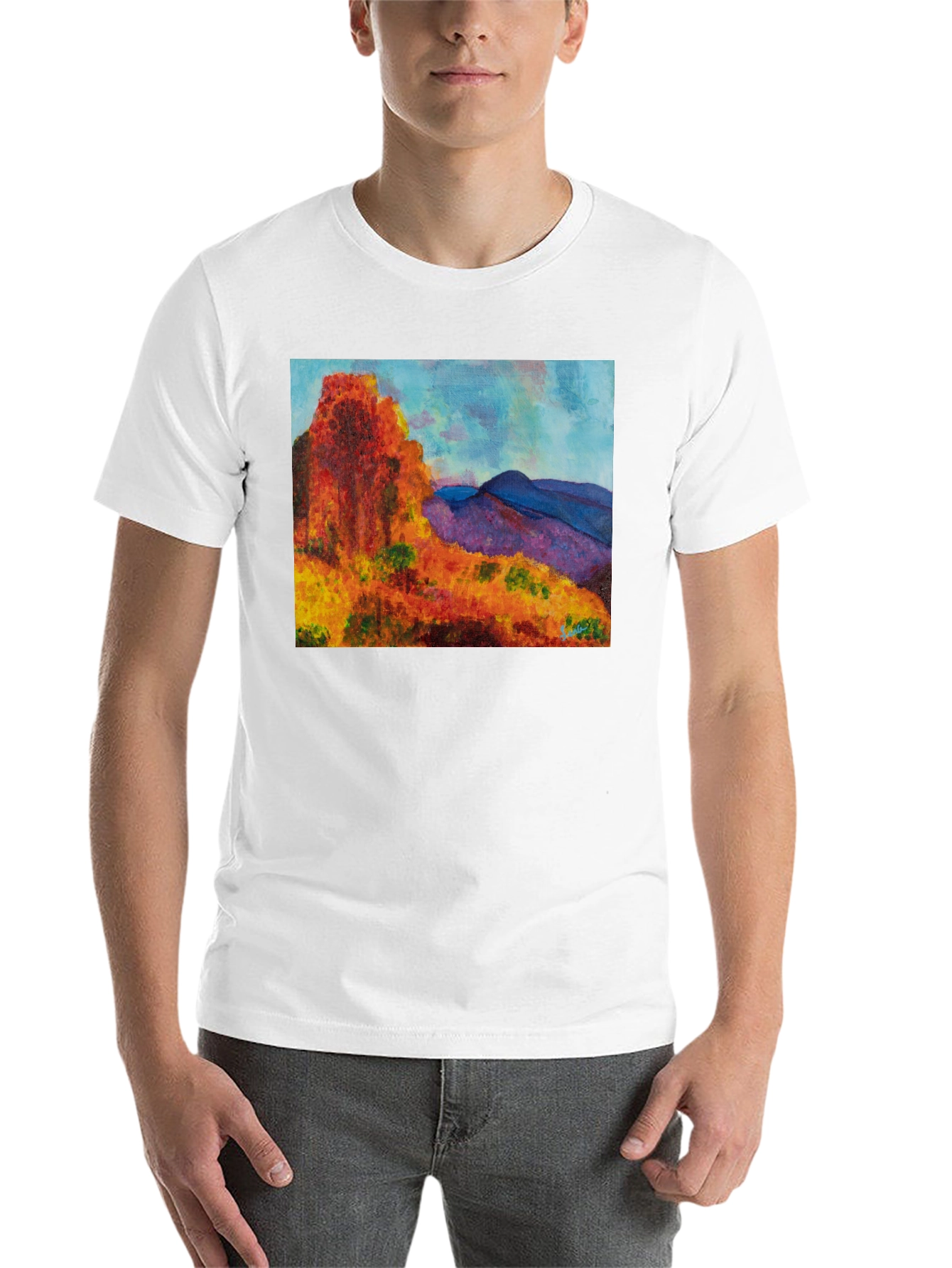 Black Scenic Mountain Print Black T-Shirt view 14