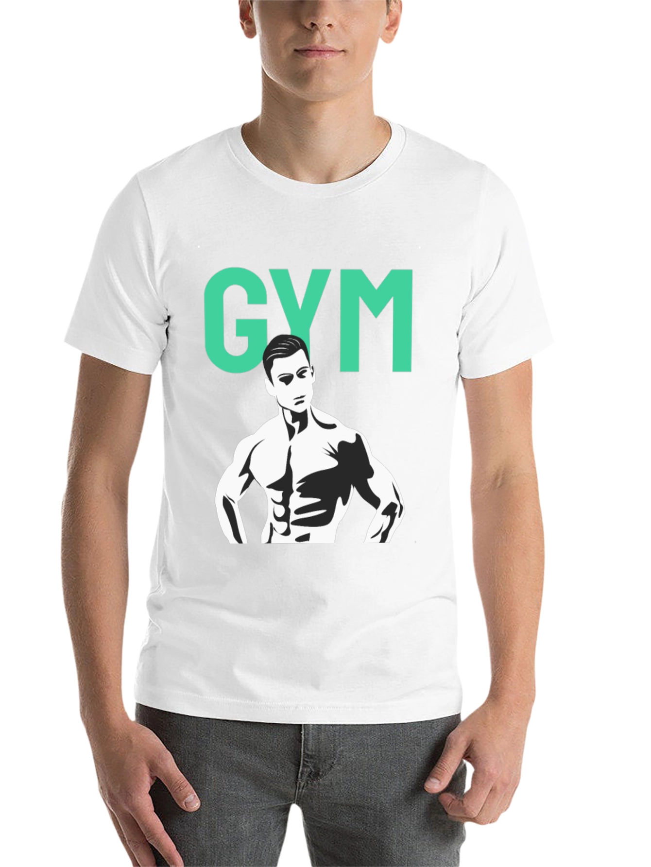 Black Gym Graphic Tee - Black Cotton Training Shirt view 14