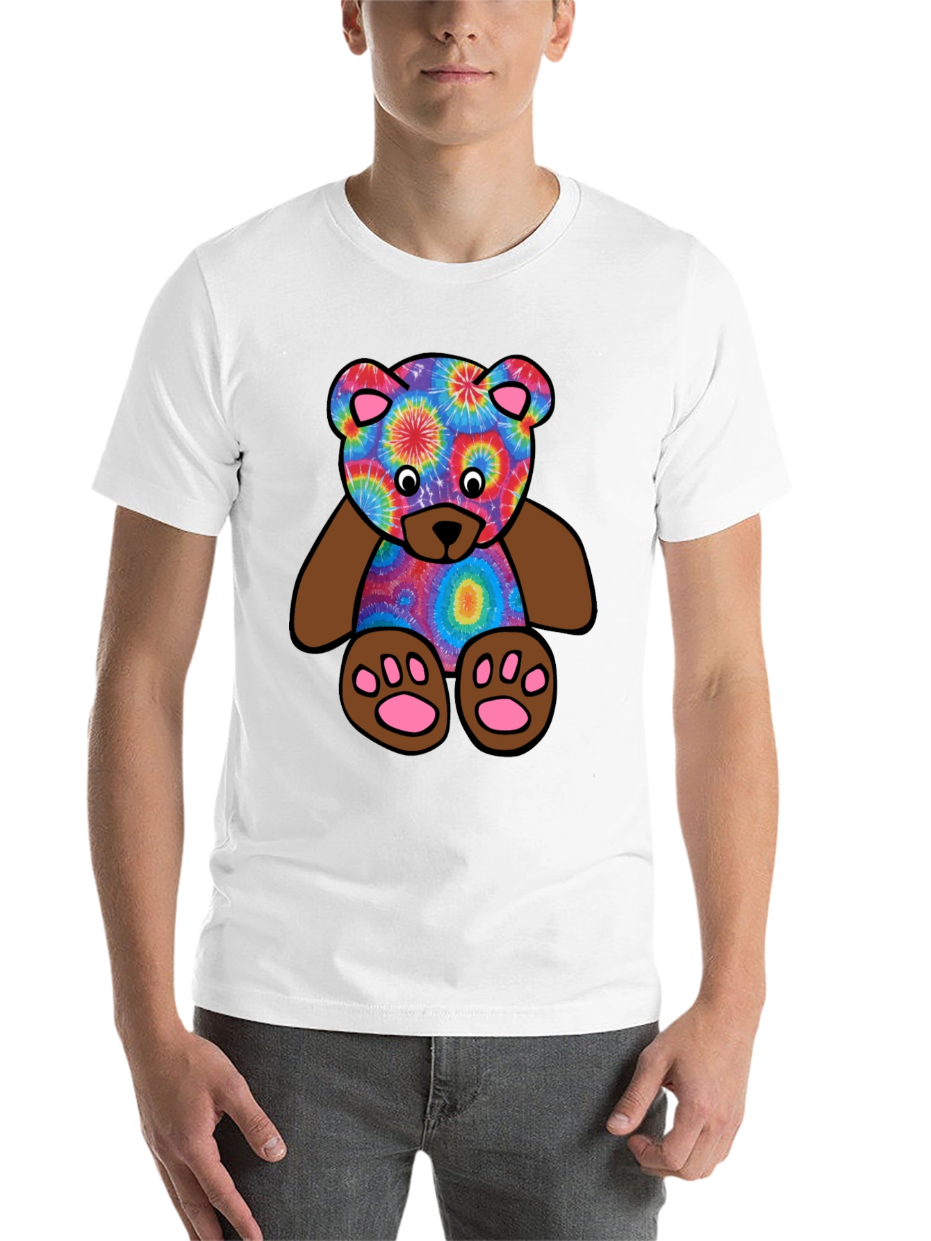 Black Tie-Dye Teddy Bear Graphic T-Shirt view 14
