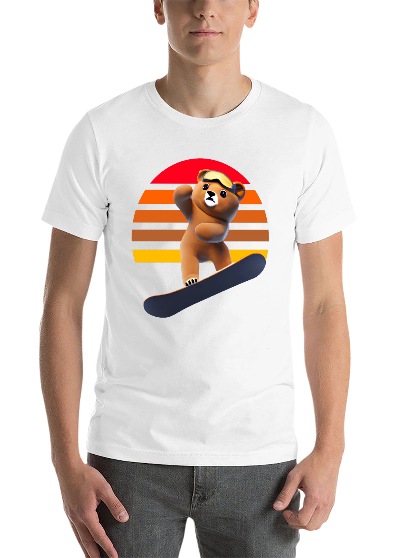 Black Snowboarding Bear Graphic Tee - Retro Style view 14