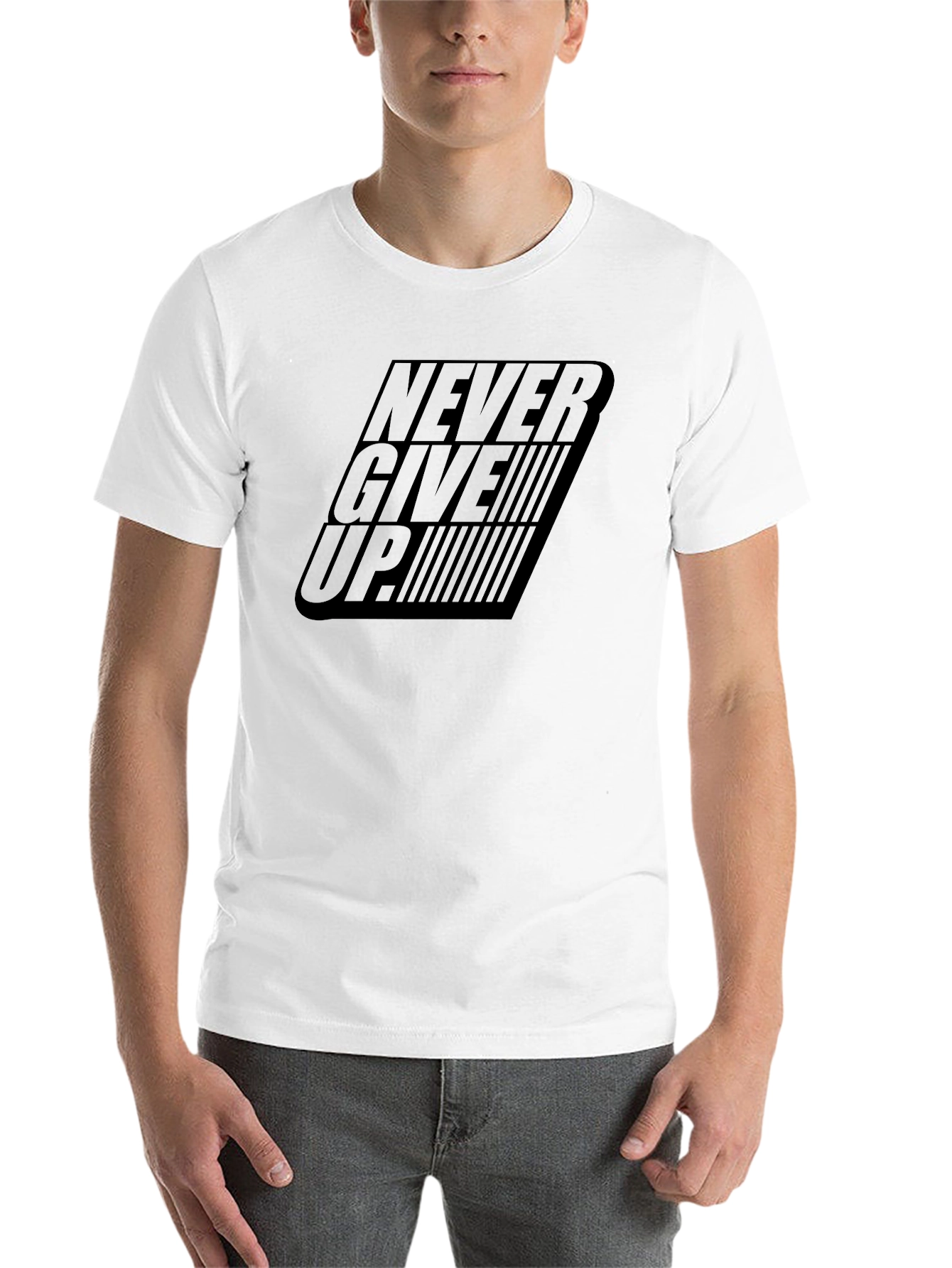 Black Never Give Up T-Shirt Motivational Tee view 14