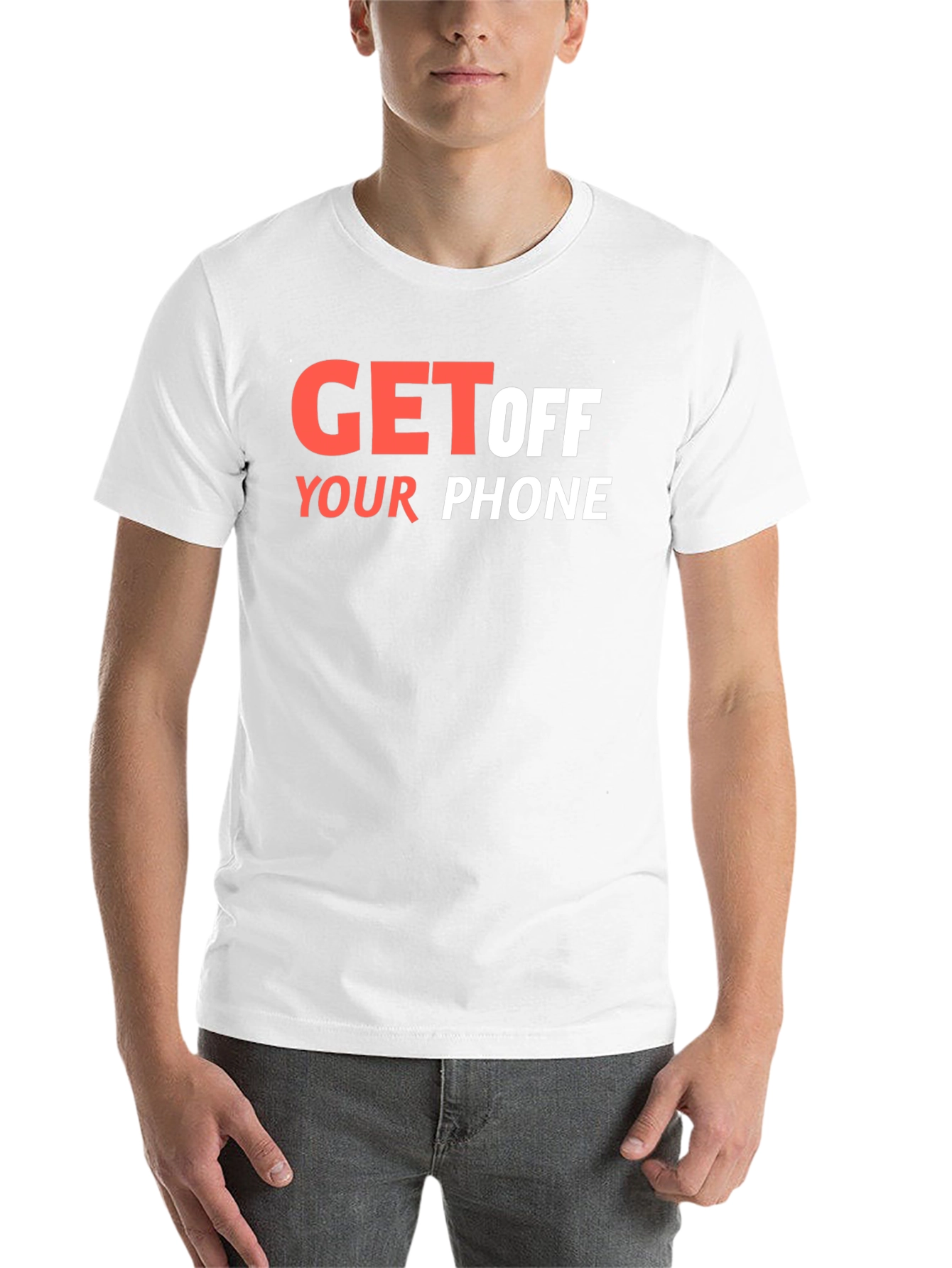 Black Get Off Your Phone Graphic Tee - Black Cotton Blend view 14