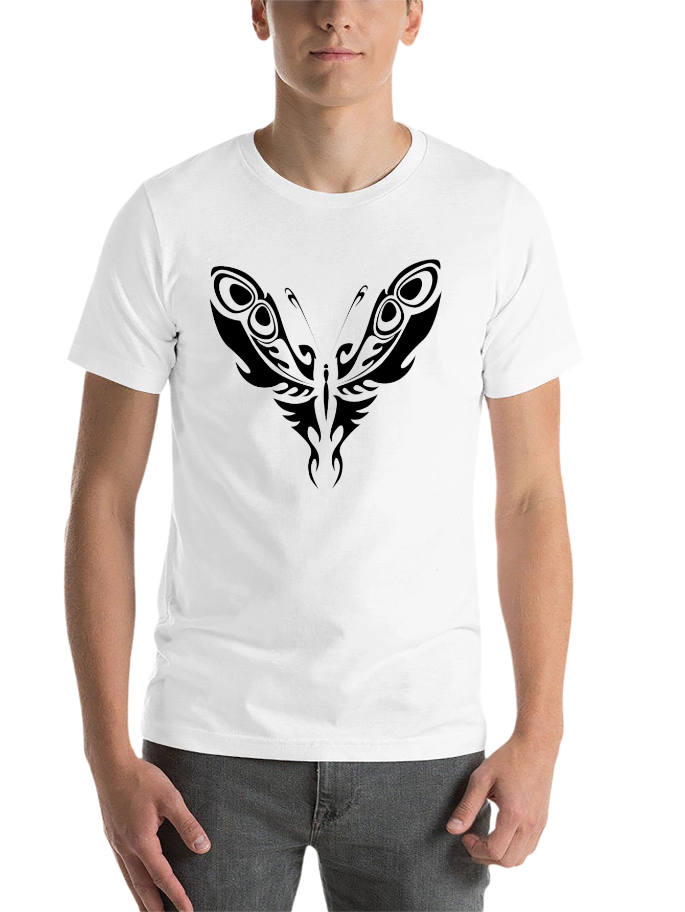Black Tribal Butterfly Black T-Shirt view 14