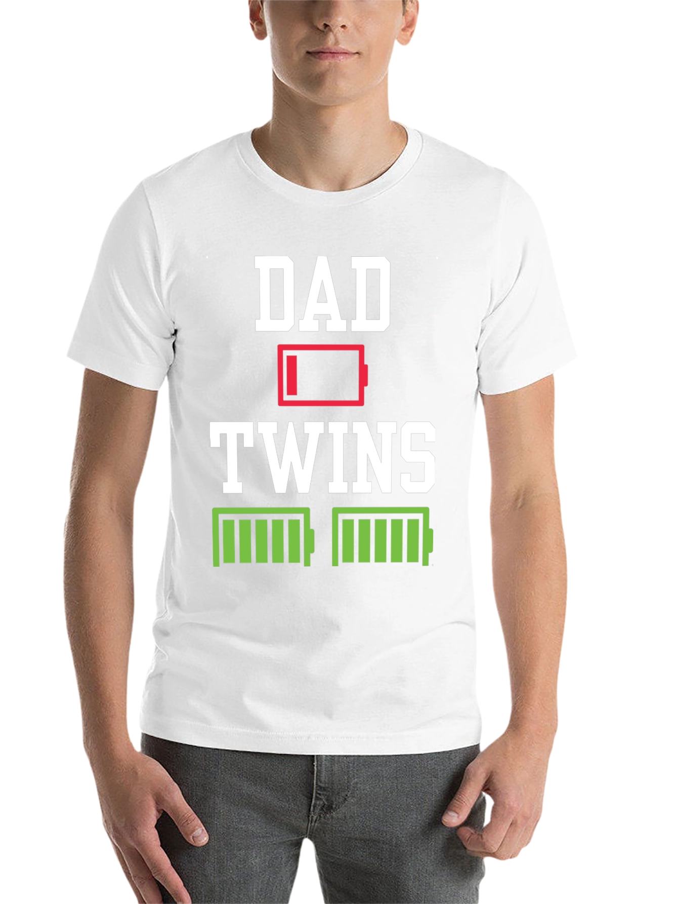 Black Dad of Twins Low Battery T-Shirt view 14