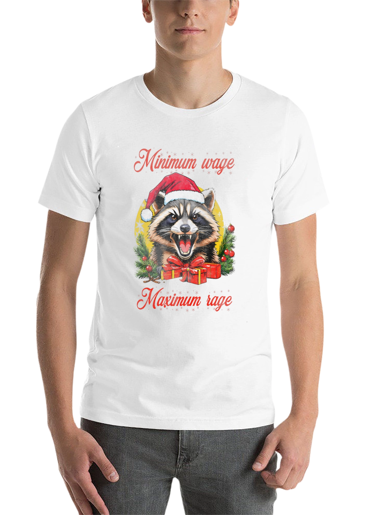 Black Minimum Wage Maximum Rage Raccoon Graphic Tee view 14