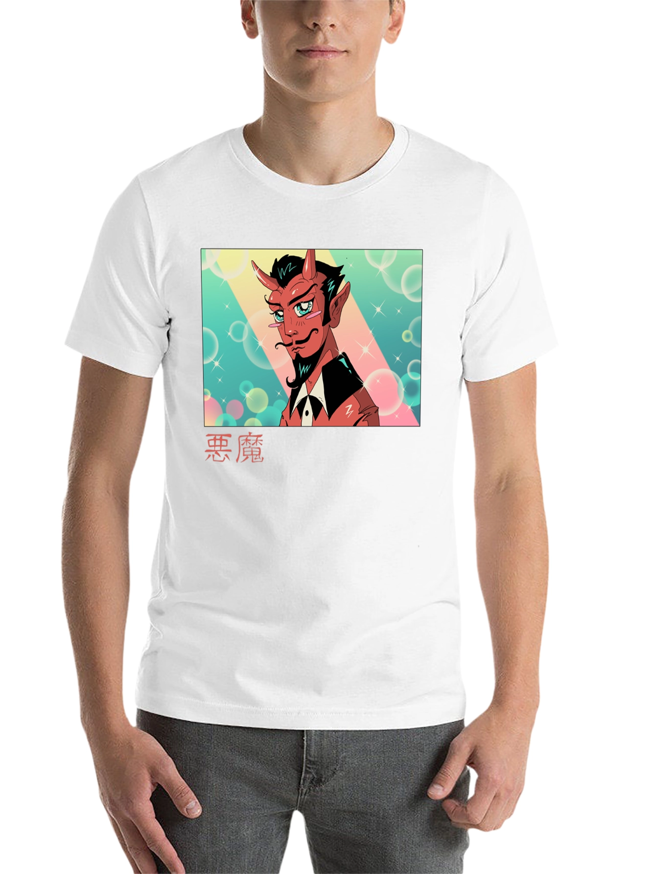 Black Anime Devil Graphic Tee - Soft Cotton Black T-Shirt view 14