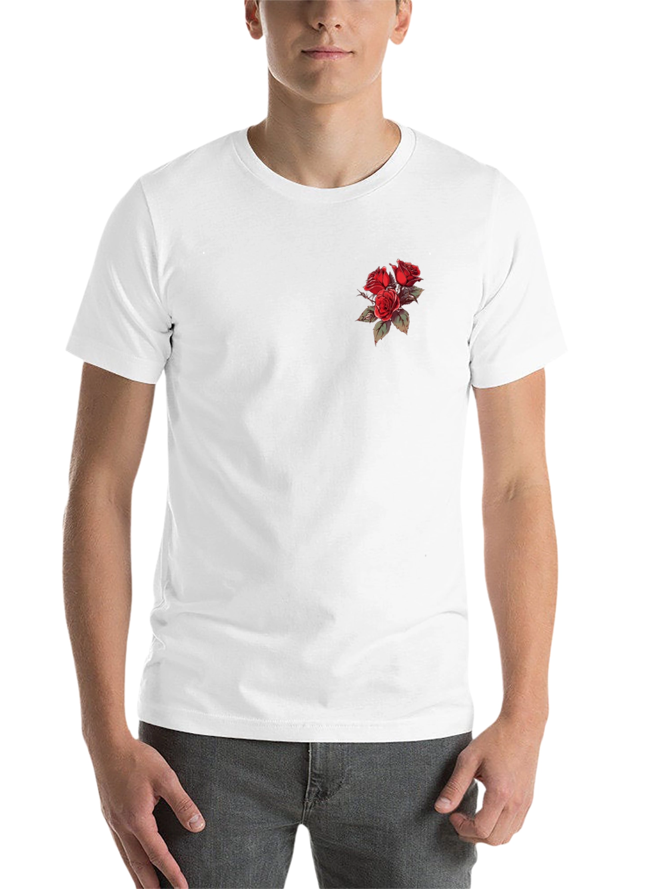 Black Black T-Shirt with Rose Bouquet Design view 14