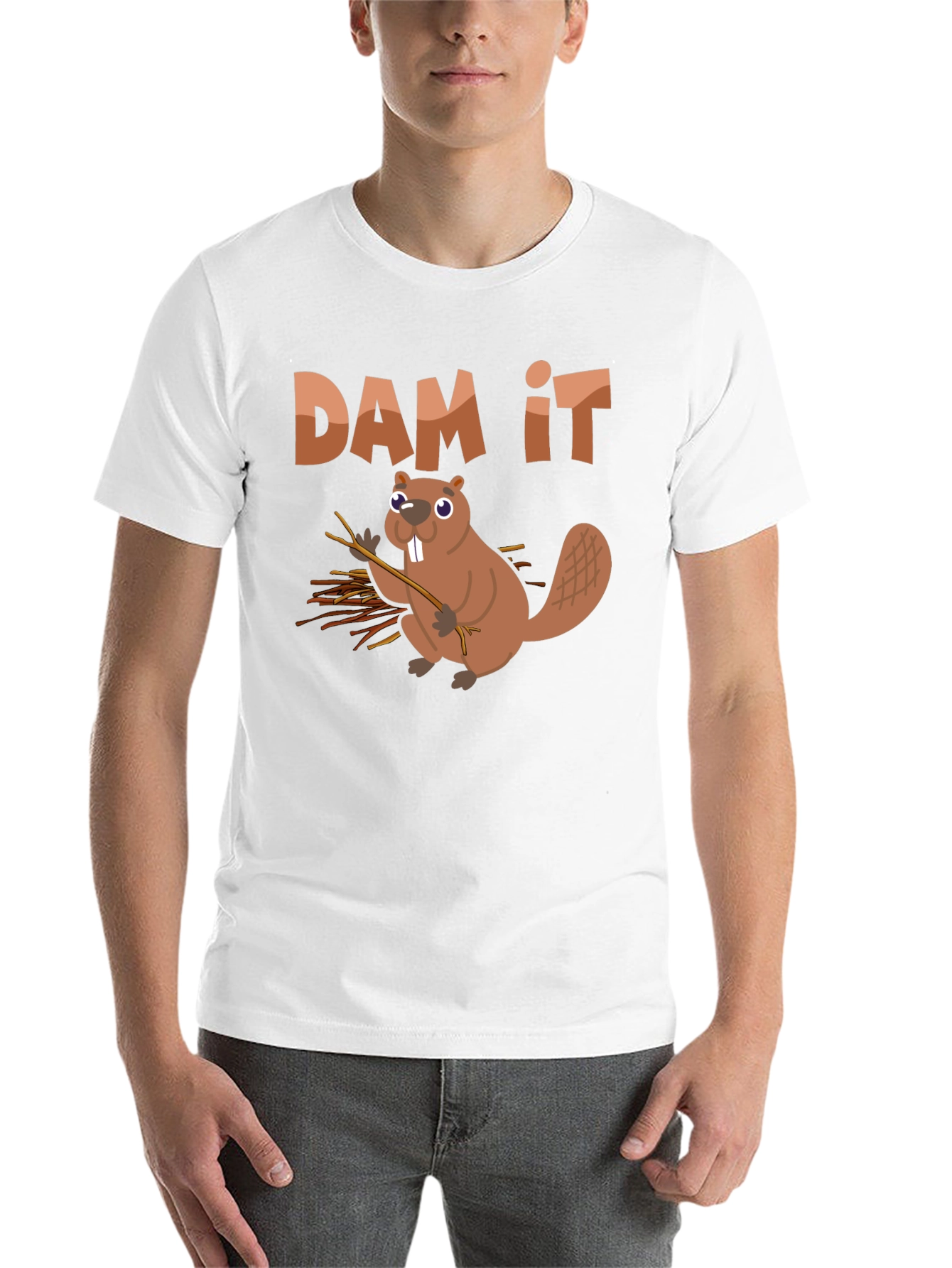 Black Funny Beaver "Dam It" Graphic T-Shirt view 14