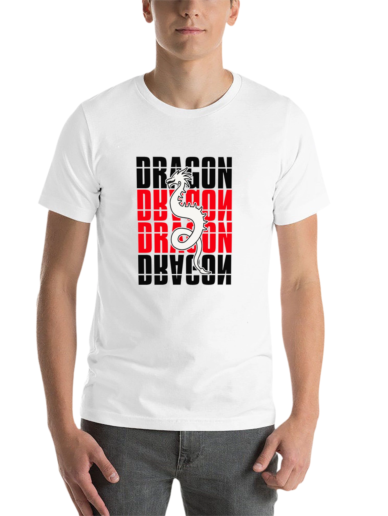 Black Dragon Graphic Print Crew Neck T-Shirt - Black view 14