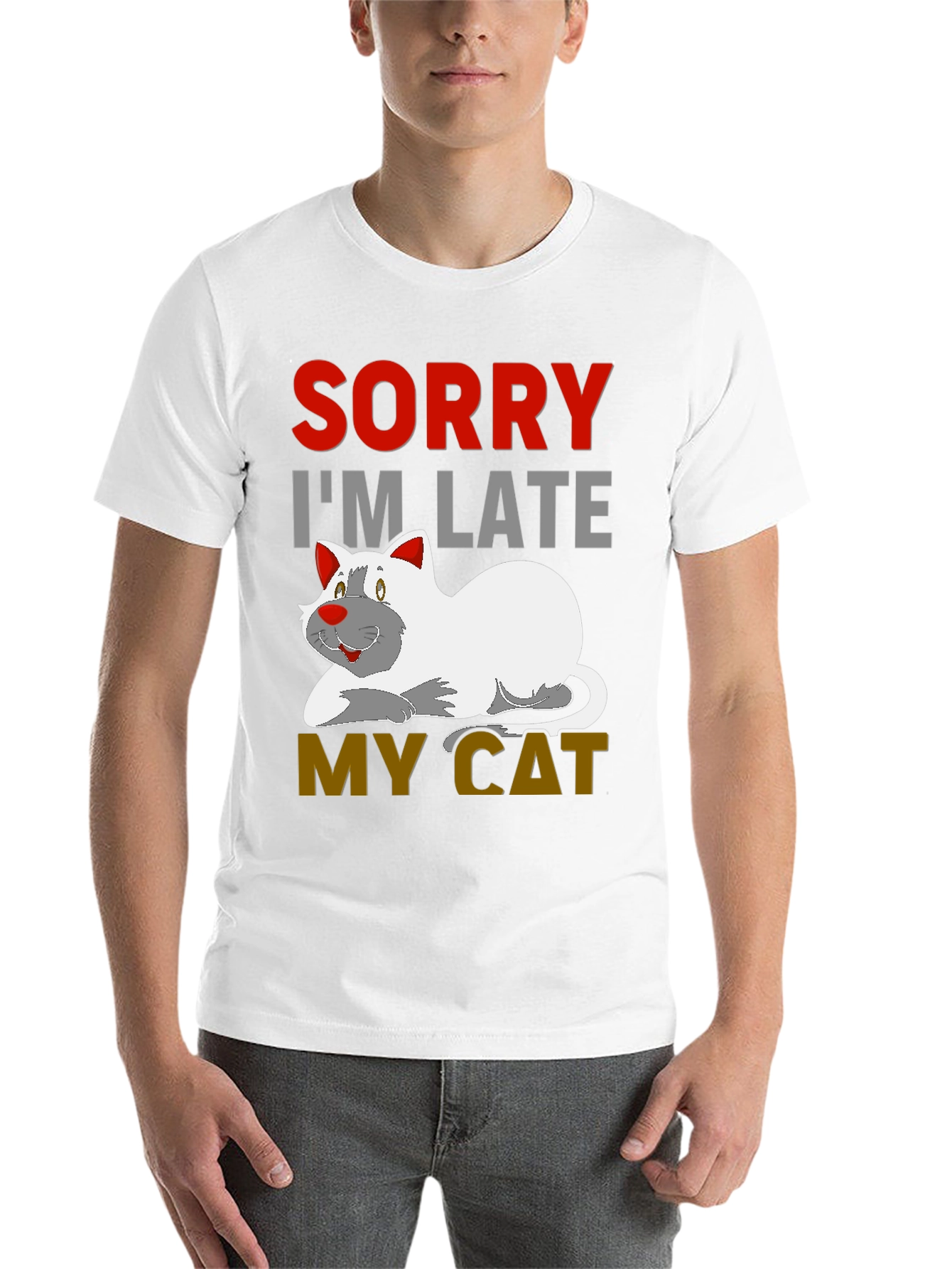 Black Sorry I'm Late My Cat Black T-Shirt view 14