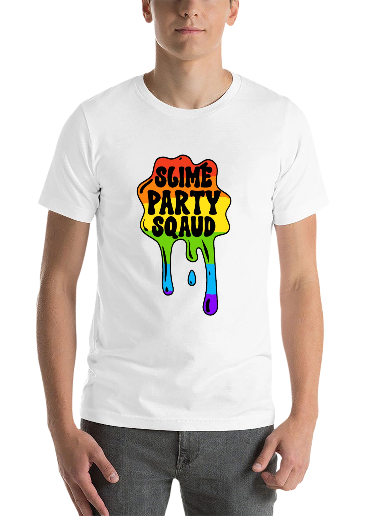 Black Slime Party Squad Tee Rainbow Drip Graphic view 14