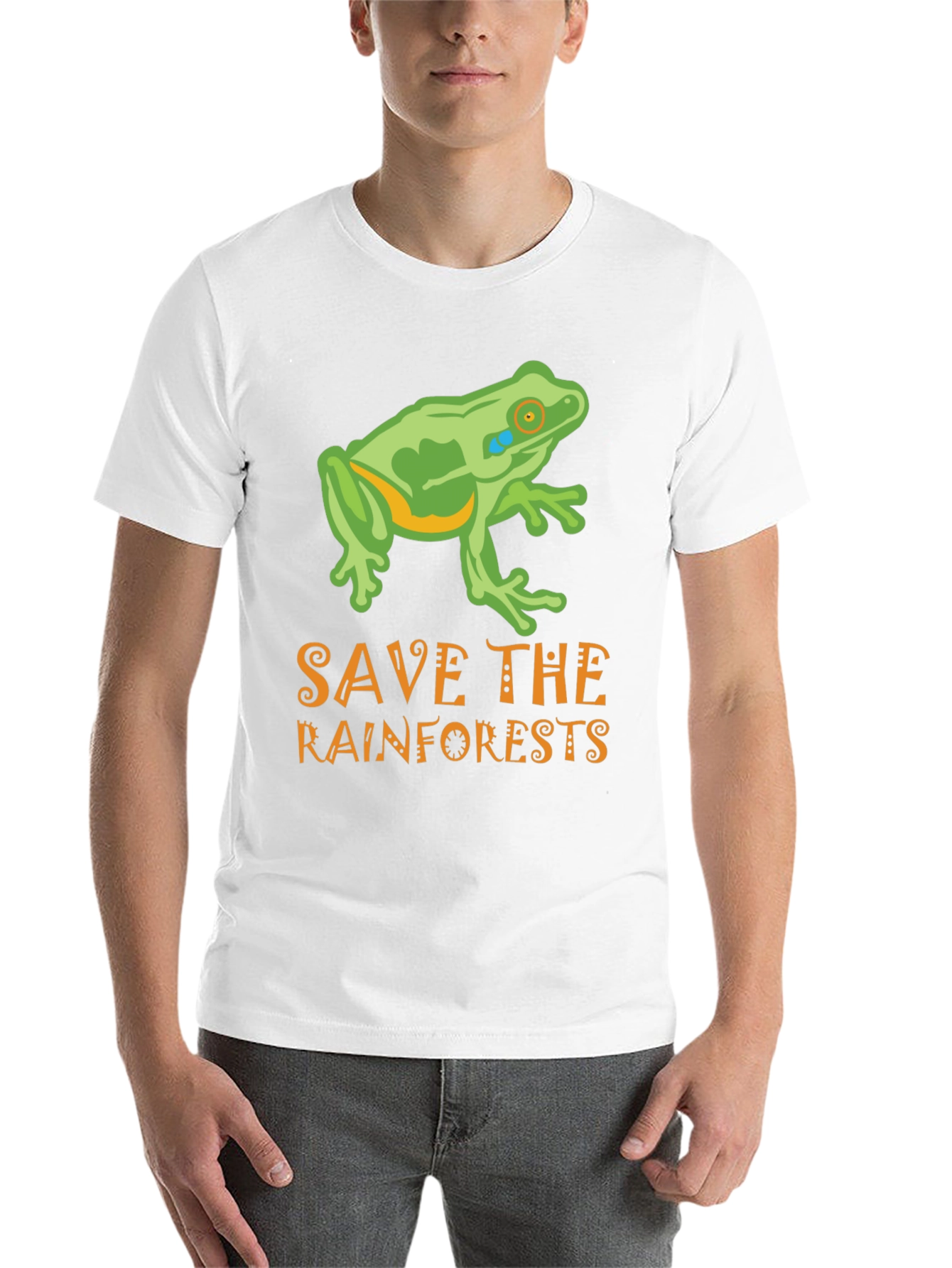 Black Save the Rainforests Frog Graphic T-Shirt view 14