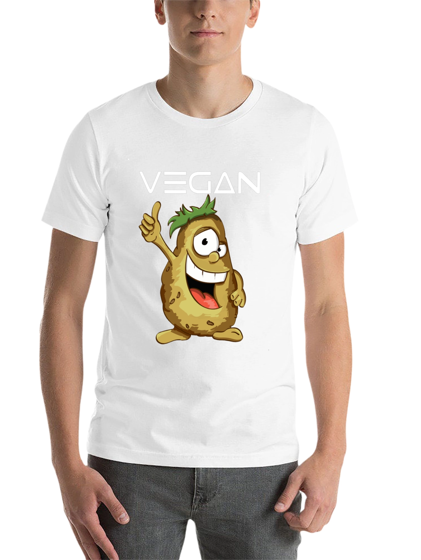 Black Vegan Potato Cartoon T-Shirt view 14