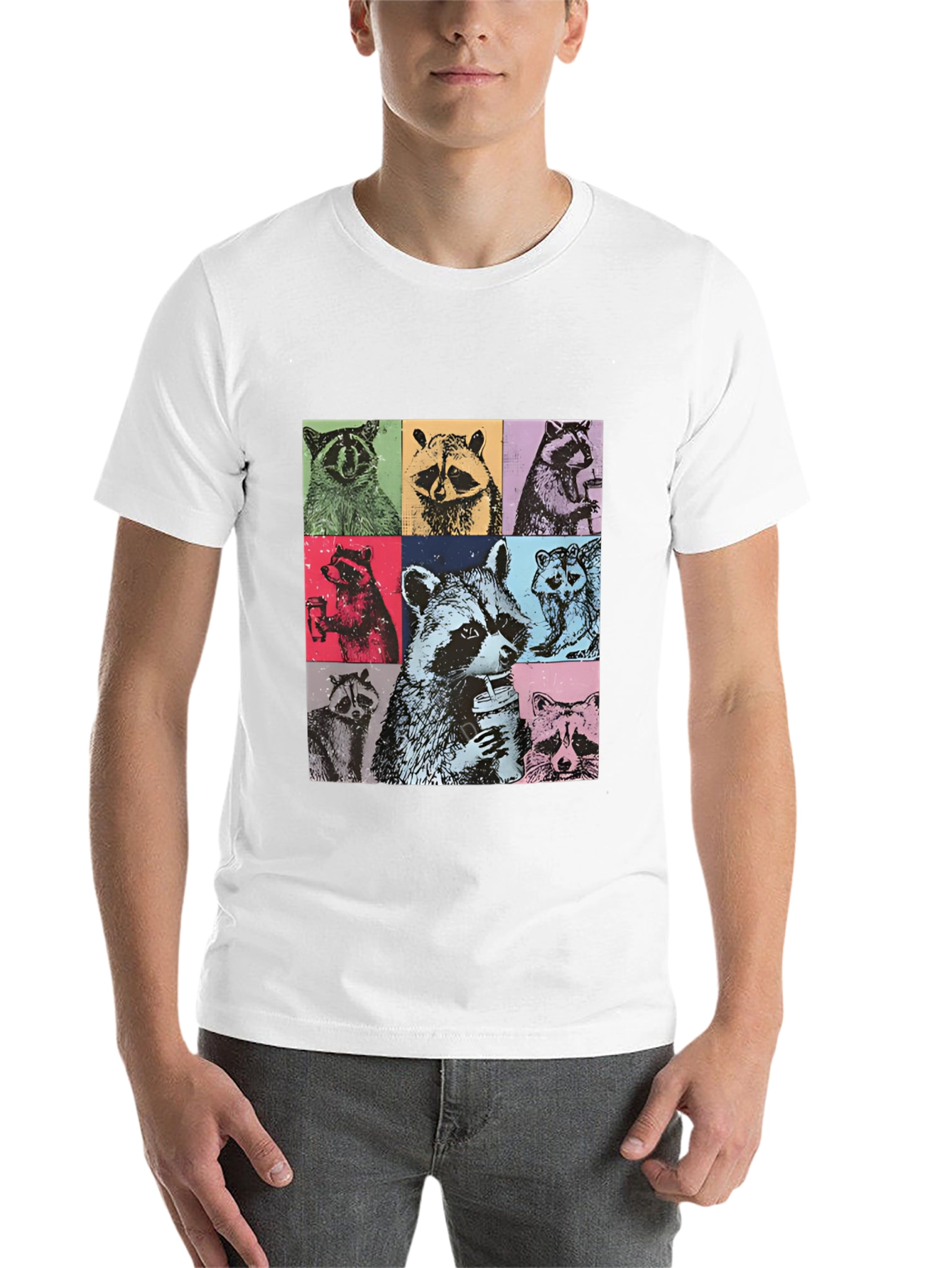 Black Raccoon Collage Graphic Tee - Novelty Design view 14