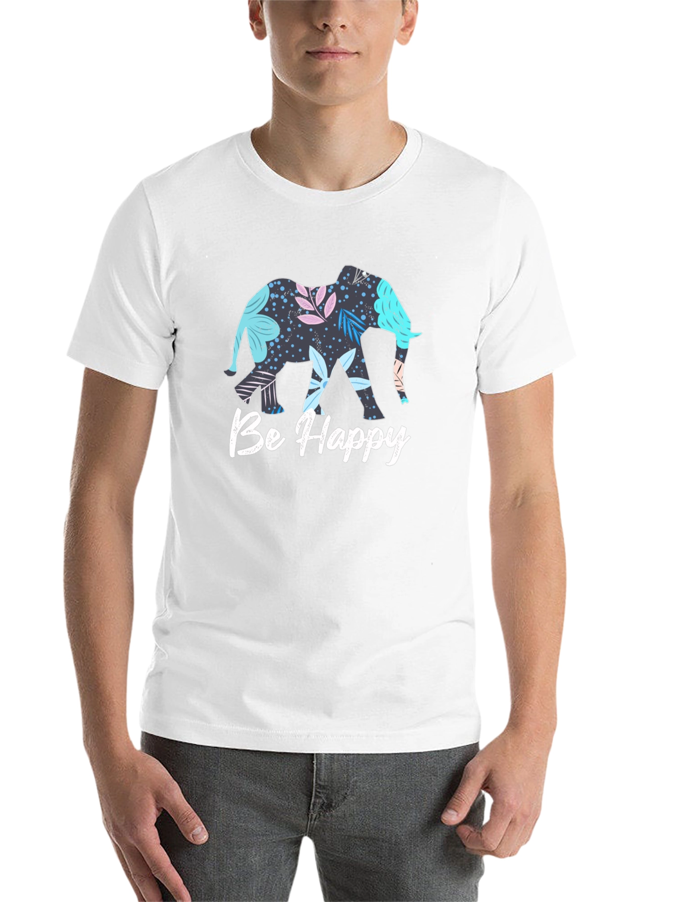 Black Elephant 'Be Happy' Graphic T-Shirt view 14
