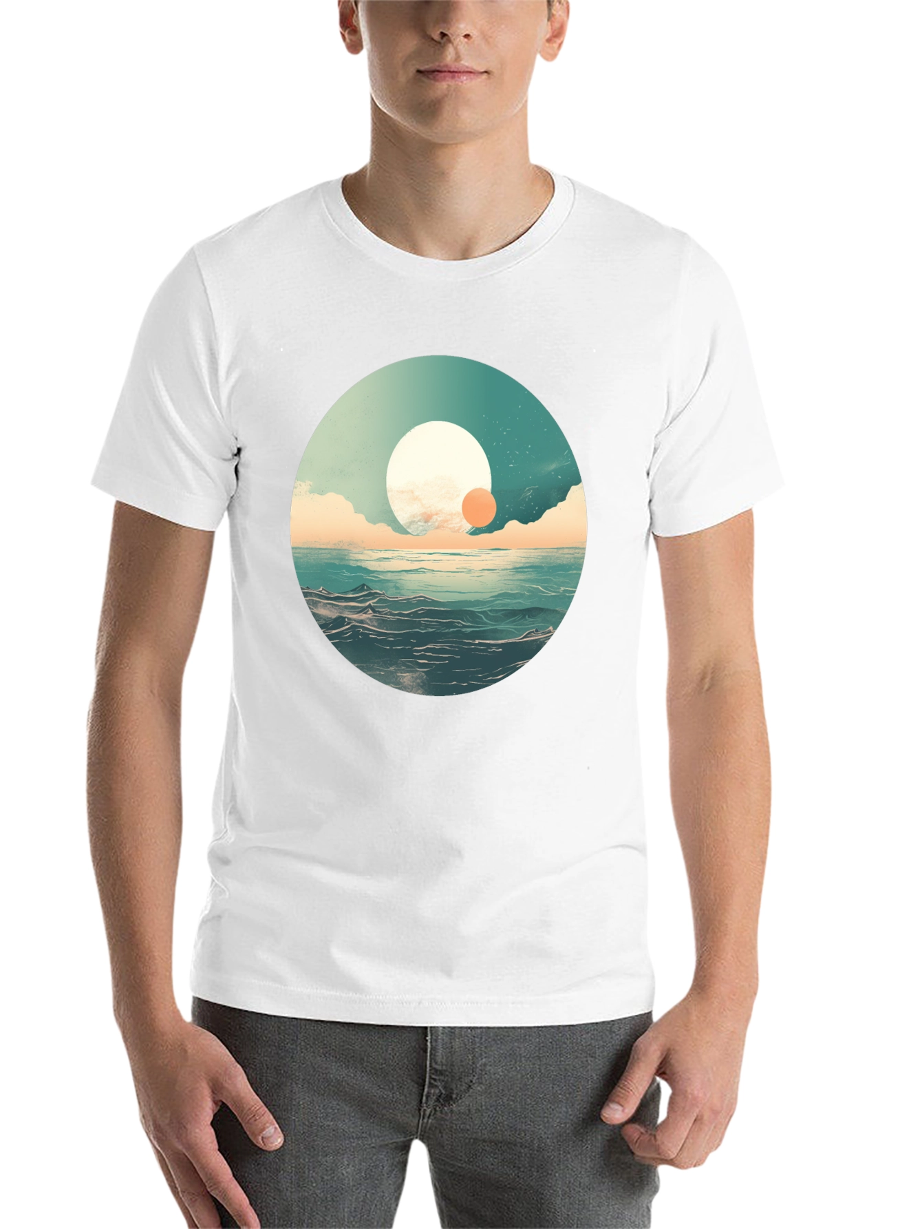 Black Ocean Sunrise Graphic Tee - Black Crew Neck view 14