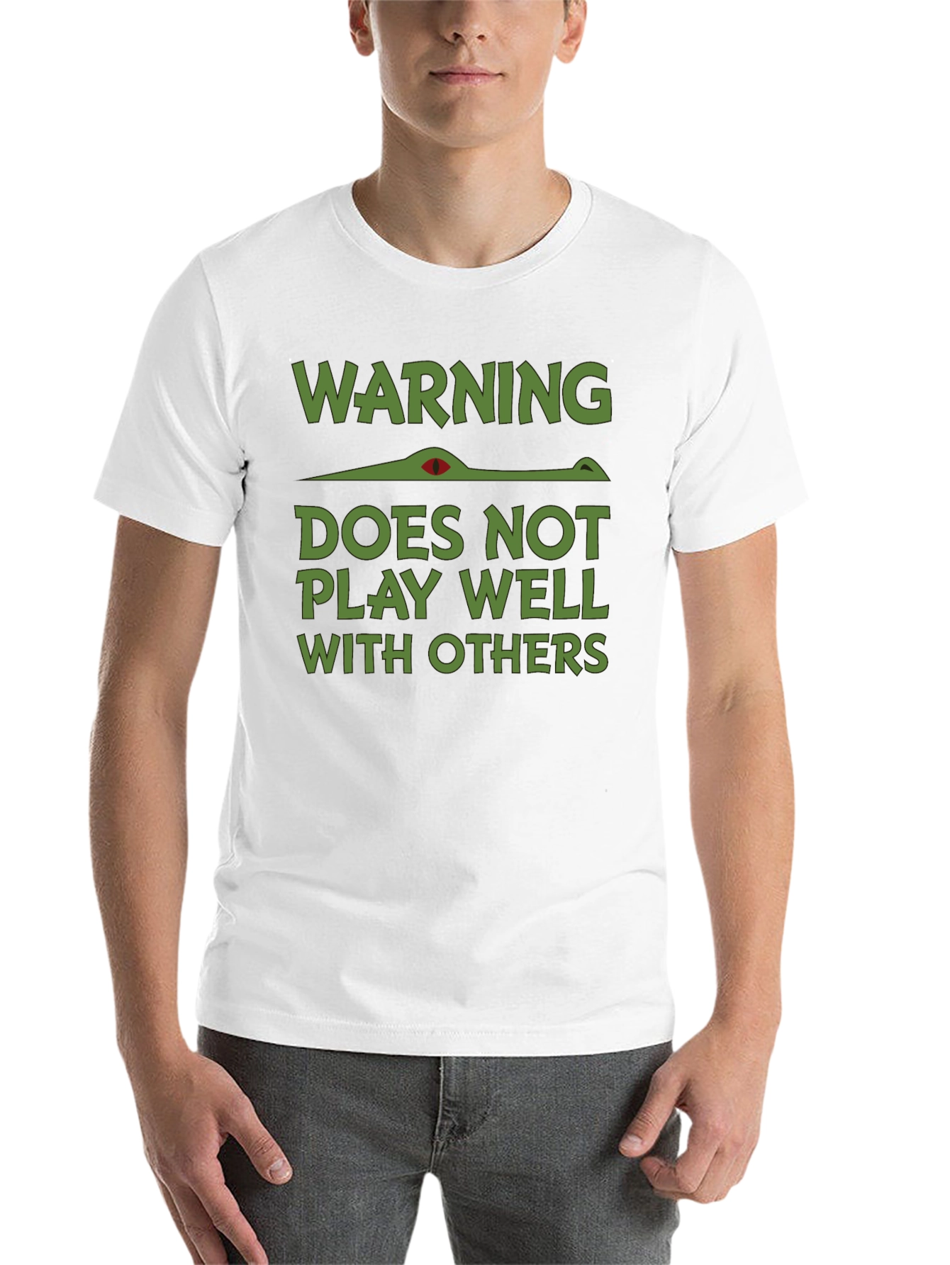 Black Warning: Does Not Play Well With Others T-Shirt view 14